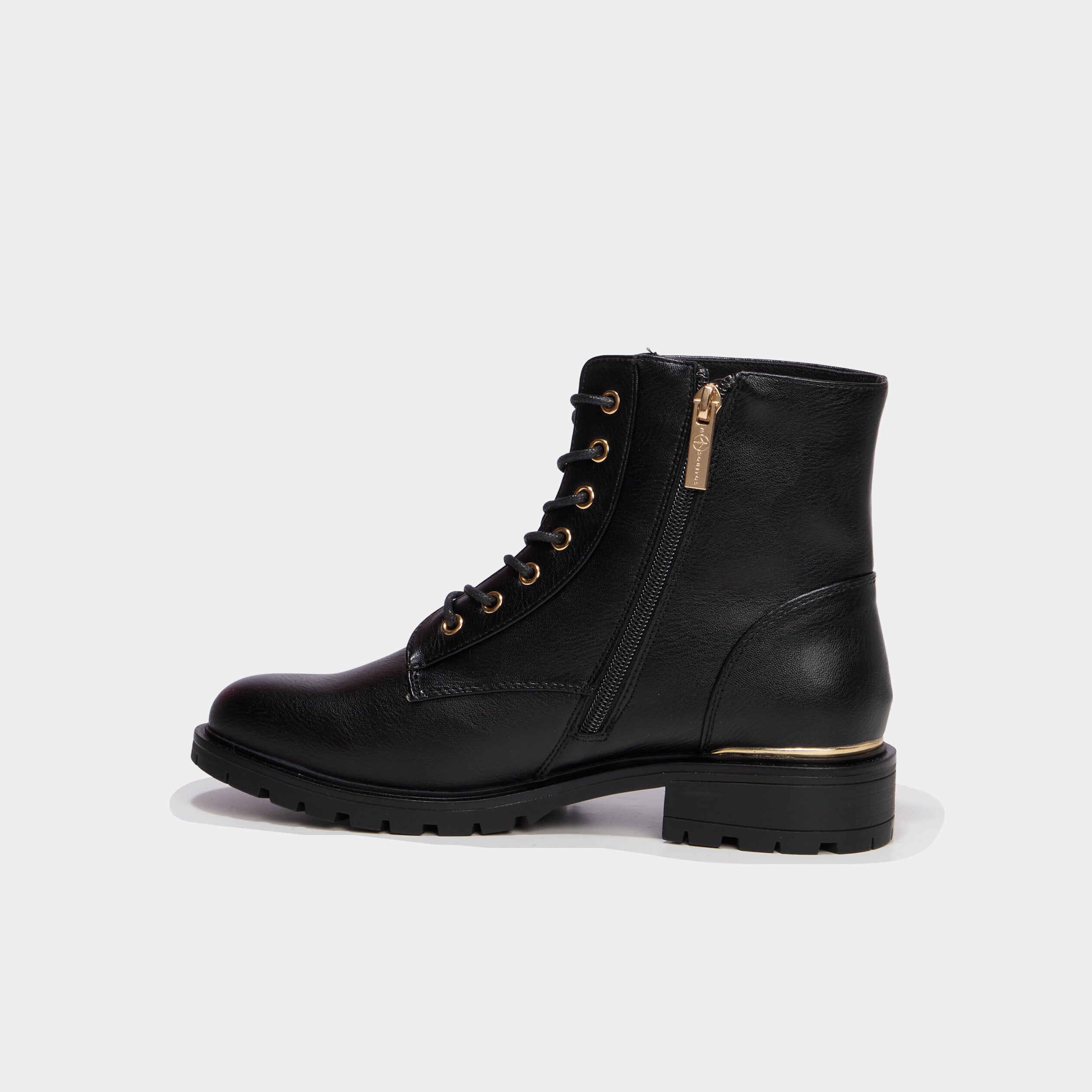 Boots zipp&eacute;es &agrave; lacets noir femme