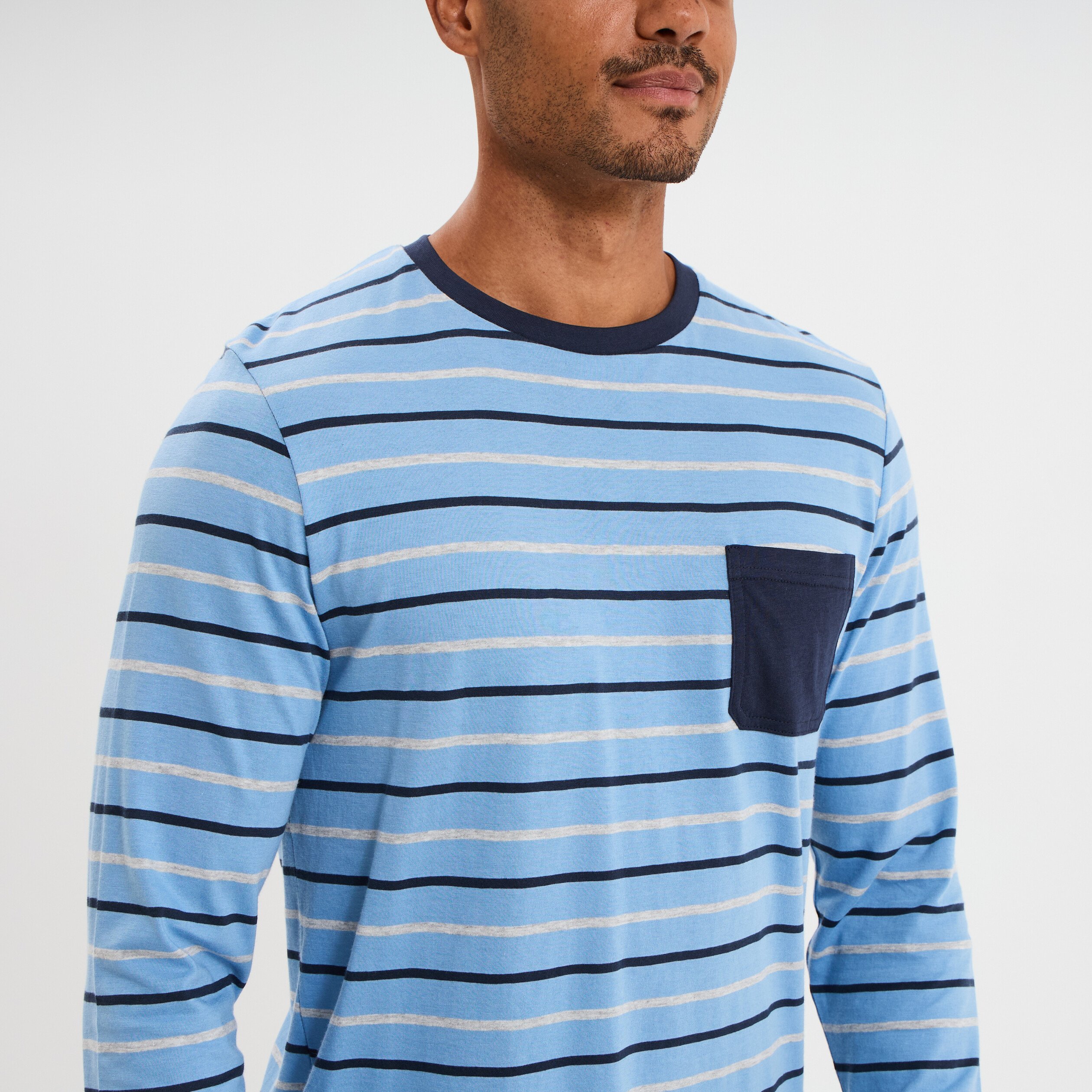 ensemble pyjama 2 pieces coton bleu marine homme Ensemble pyjama 2 pièces coton bleu marine homme