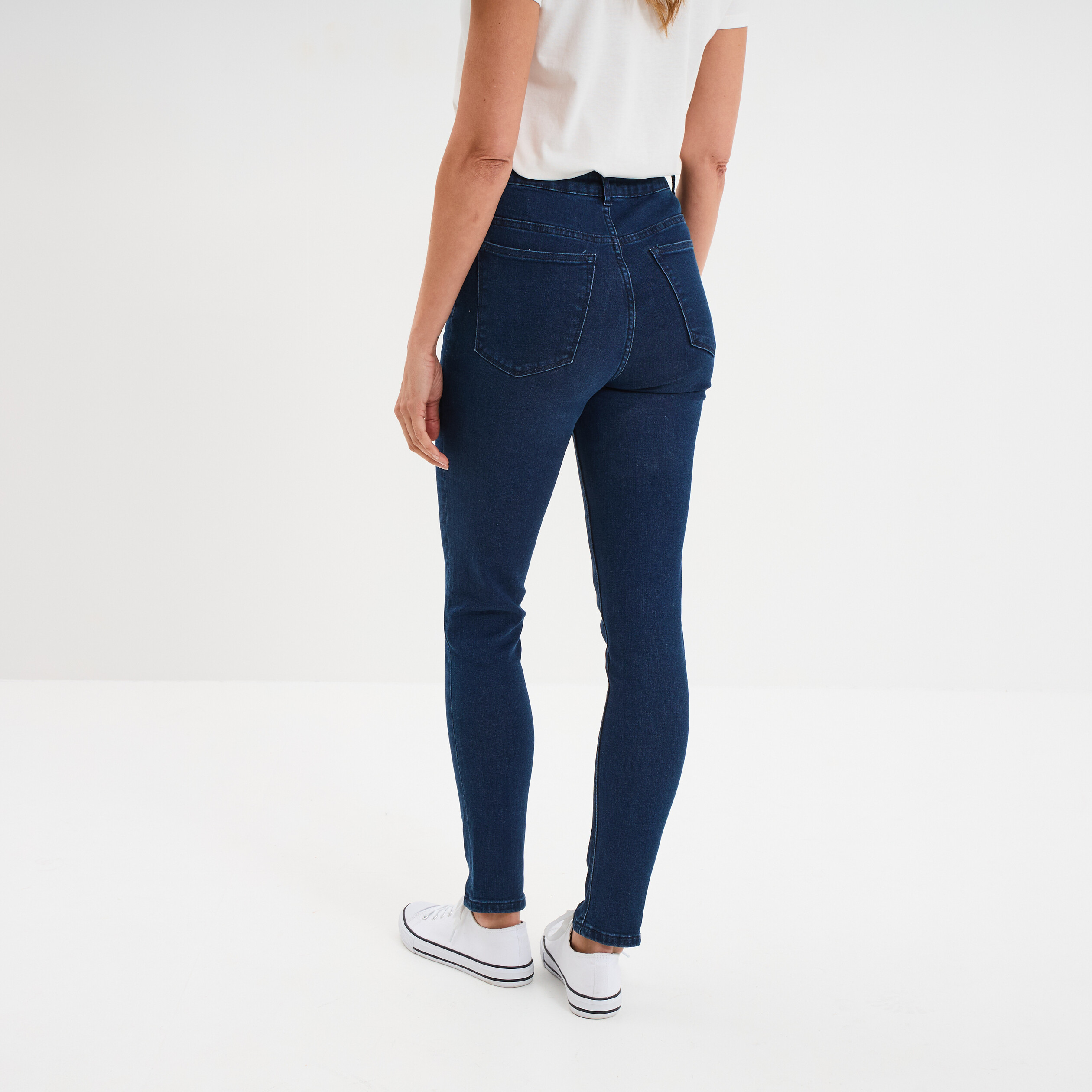 Jeans skinny taille haute denim brut femme