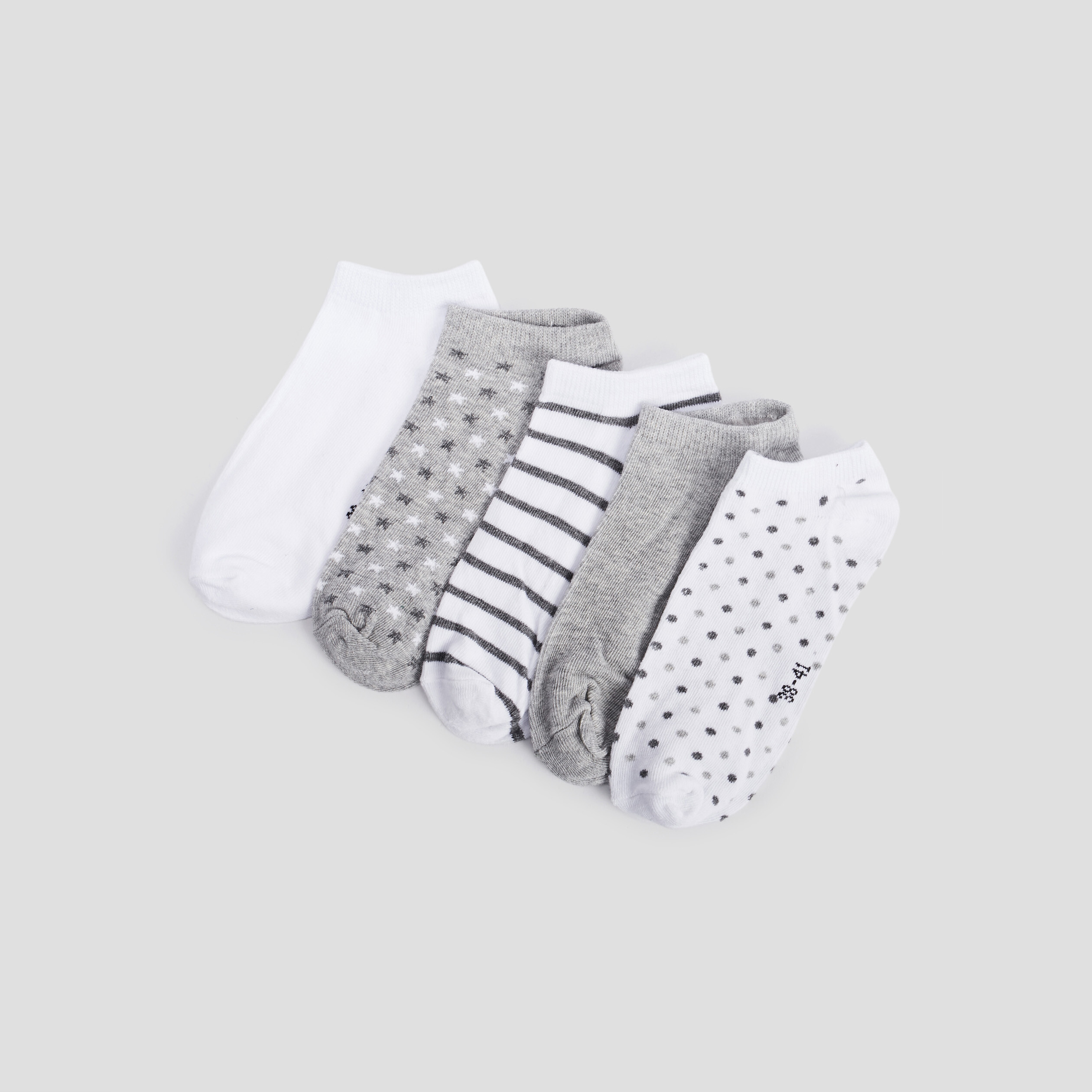 Lot 5 paires socquettes gris femme