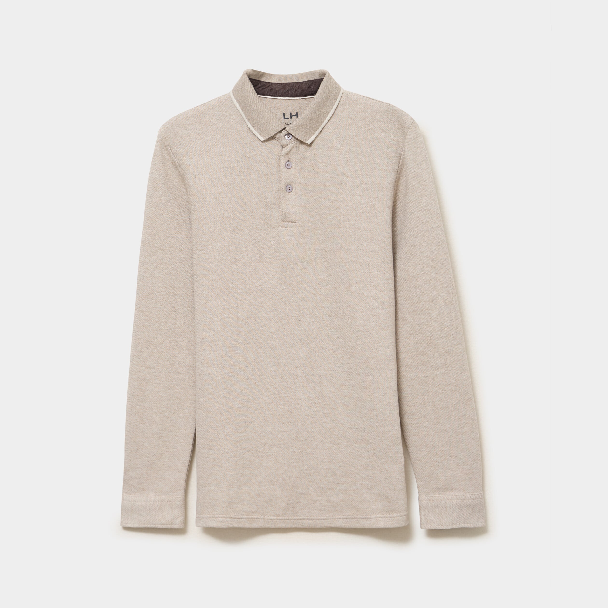 Polo manches longues gris clair homme