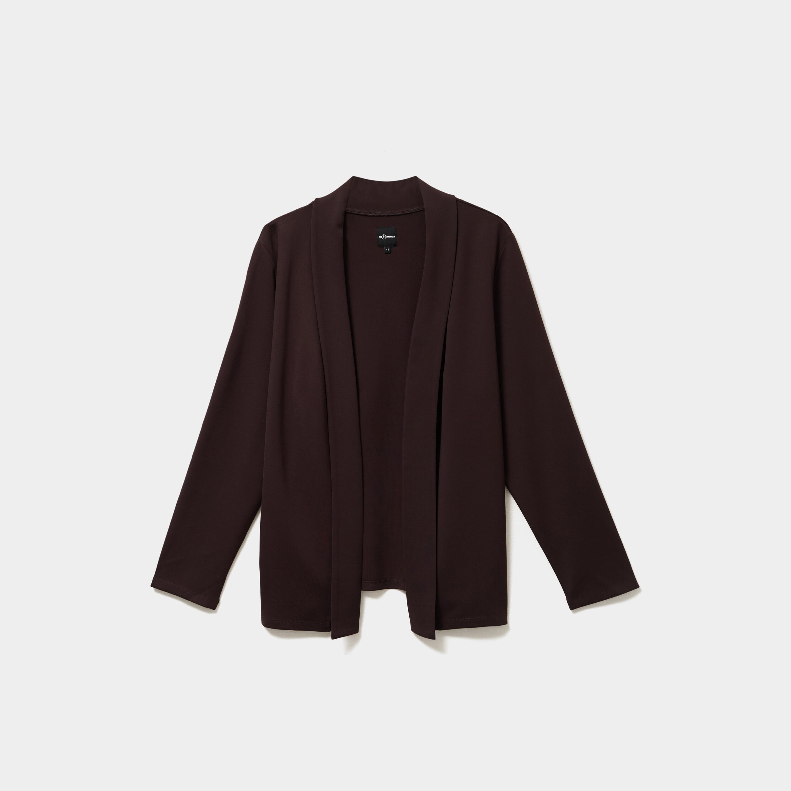 Veste courte col ch&acirc;le oversize marron fonc&eacute; femme grande taille