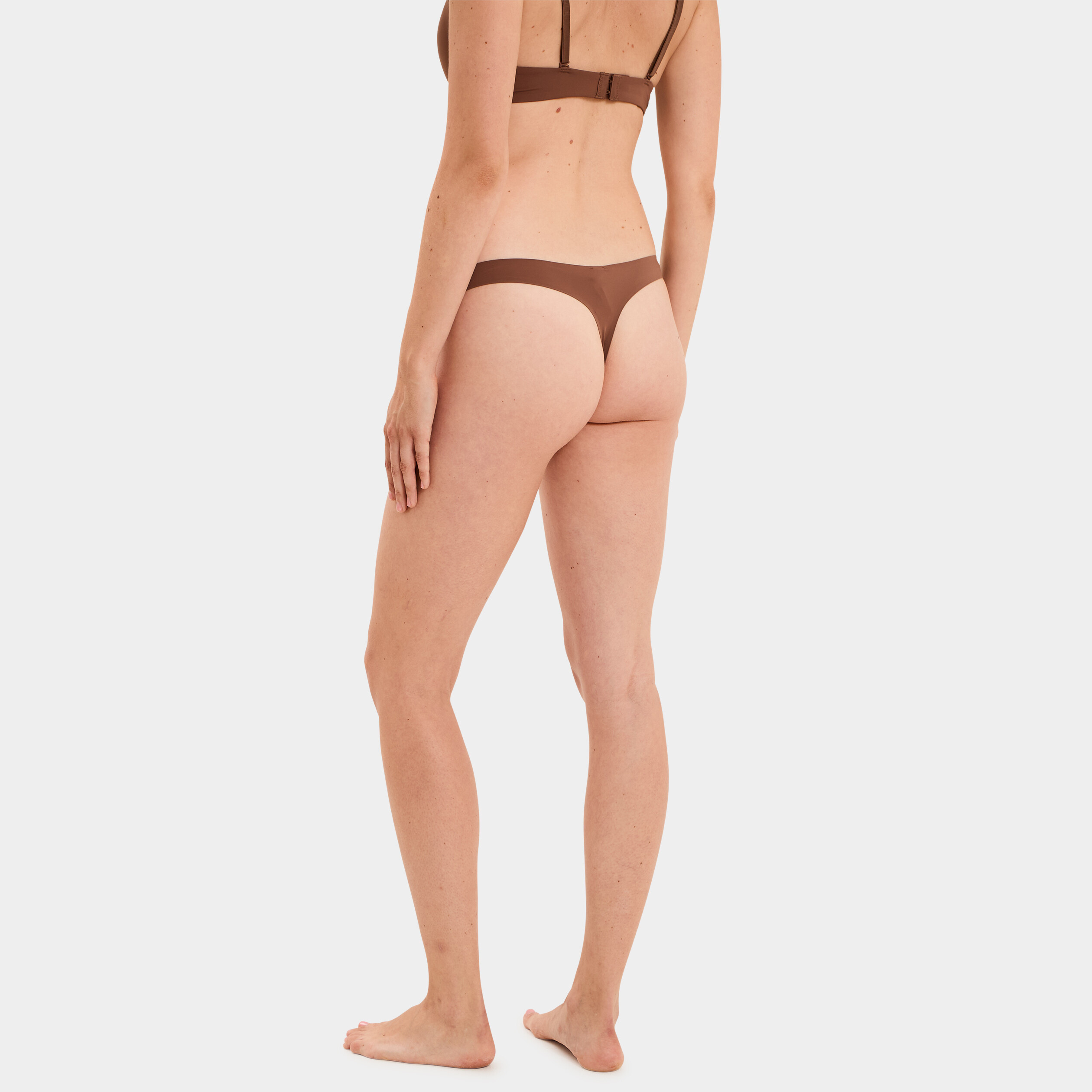 String microfibre sans coutures marron femme