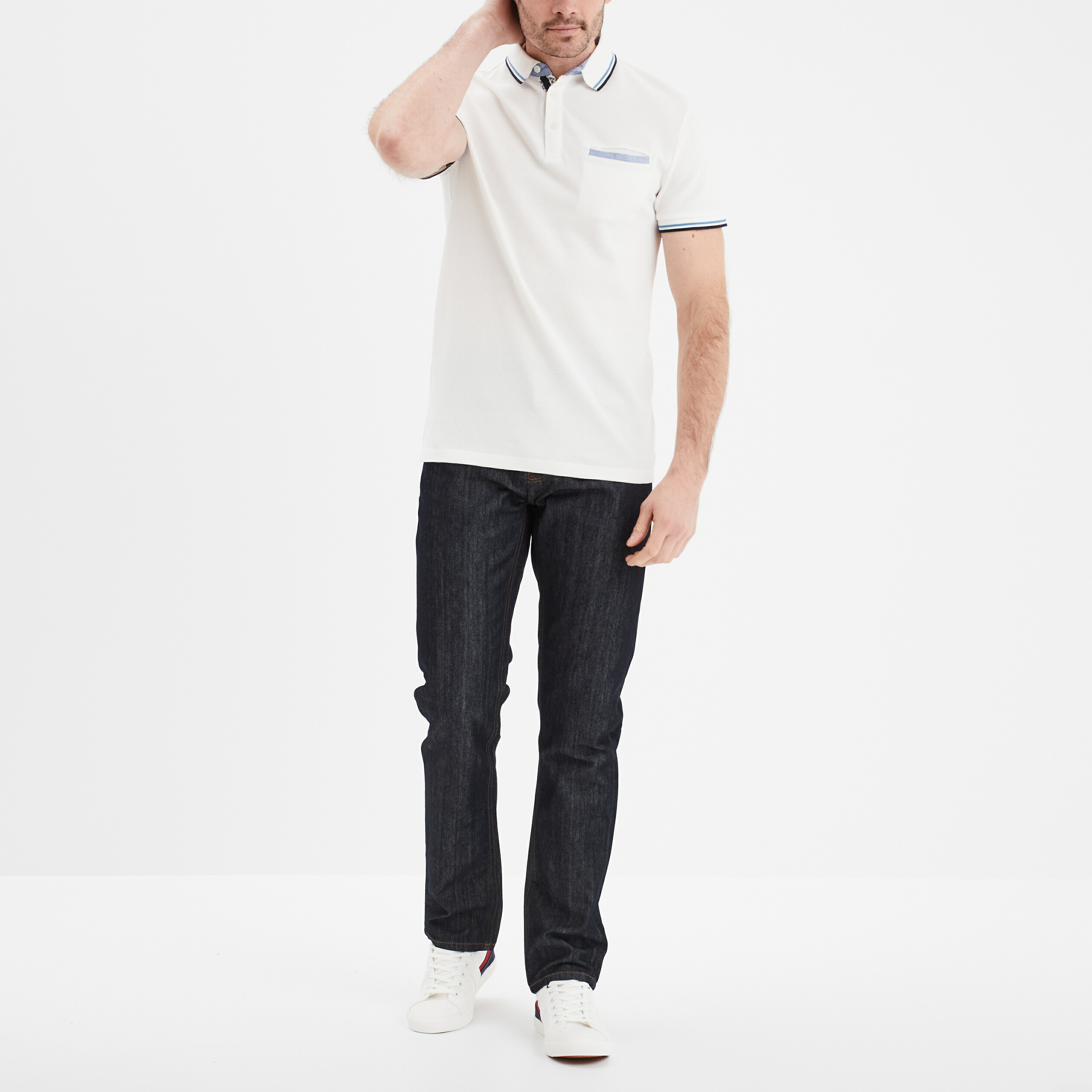 T-shirt manches courtes avec poche poitrine et broderie - Jaune
