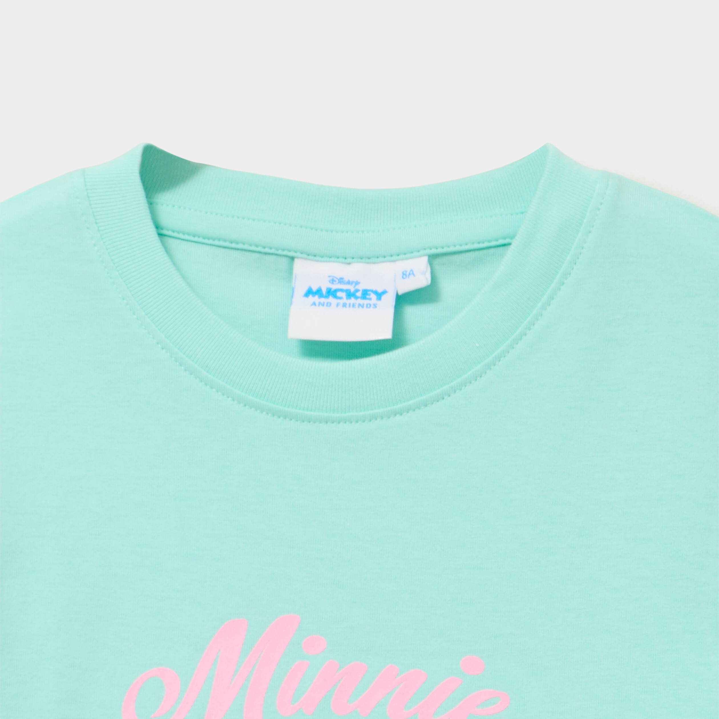 T-shirt coton manches courtes Minnie vert clair fille