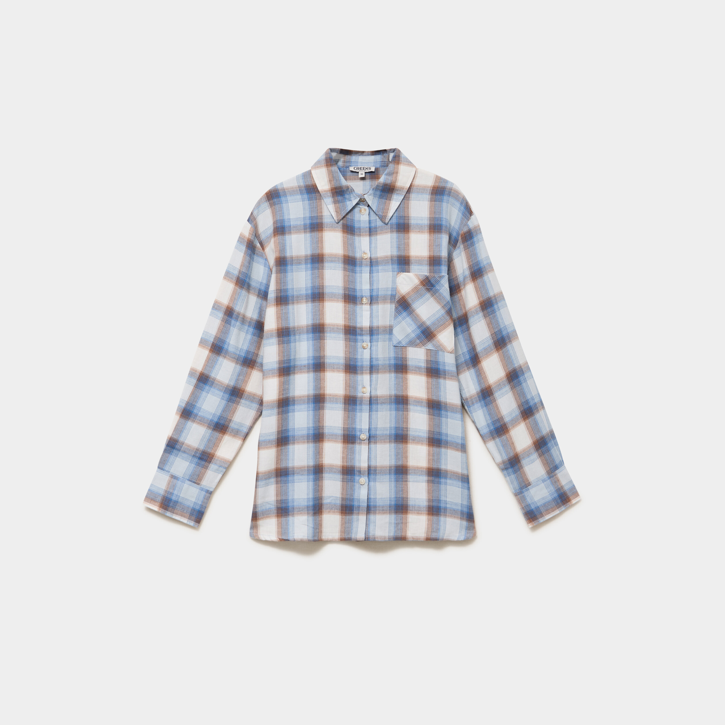 Chemise manches longues coton bleu femme