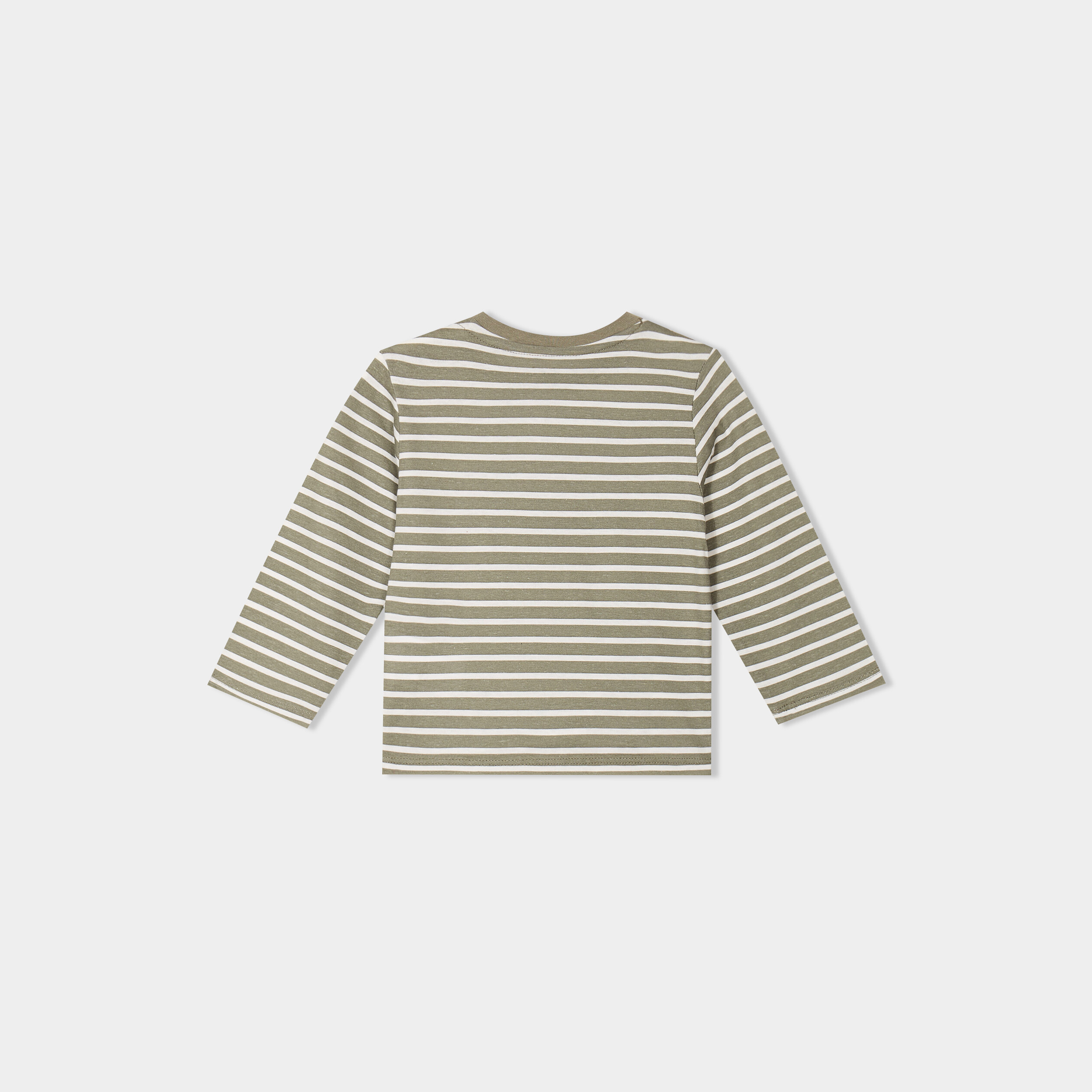 t shirt manches longues col rond coton vert kaki bebeg T-shirt manches longues col rond coton vert kaki bébé garçon