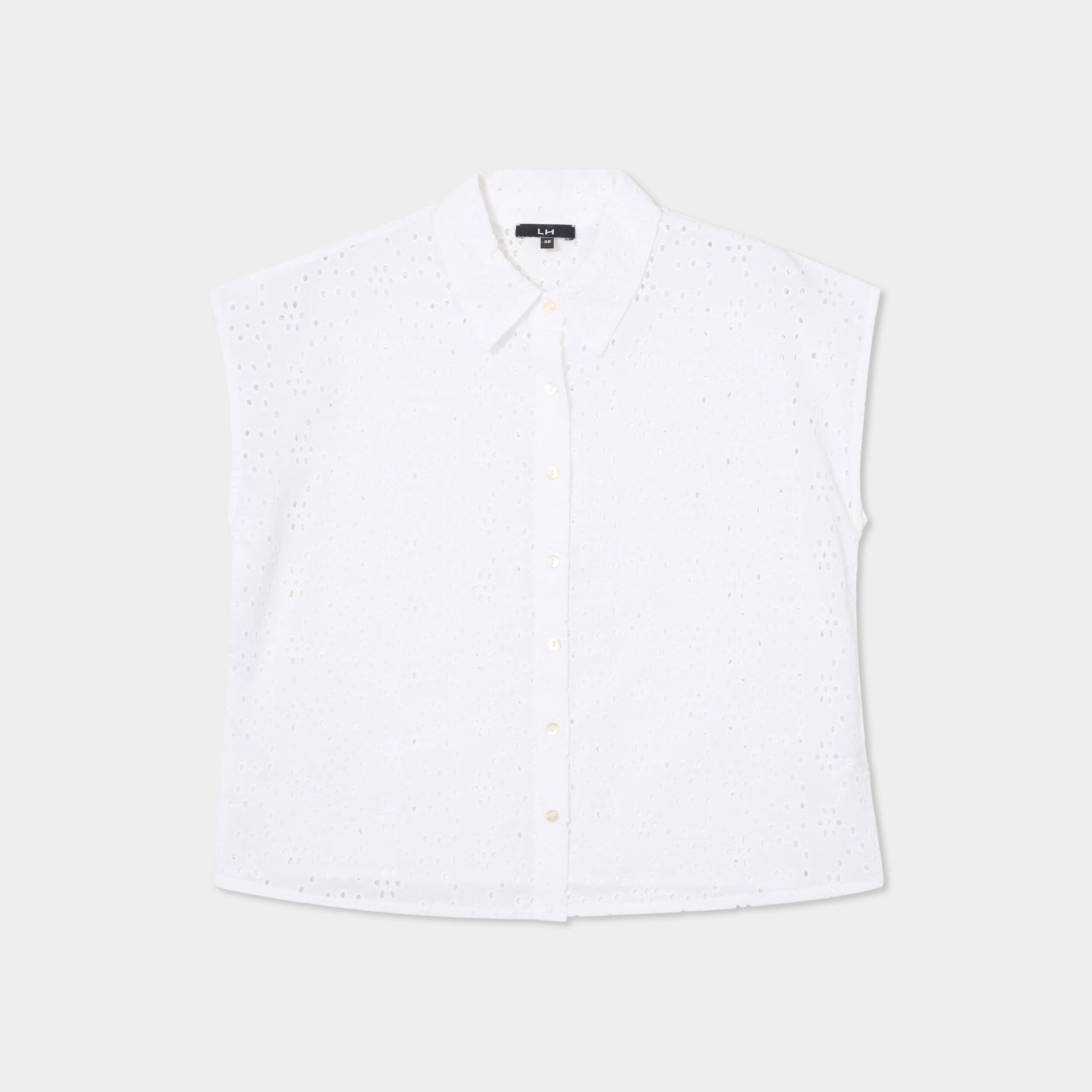 chemise broderie anglaise sans manches blanc femme Chemise broderie anglaise sans manches blanc femme