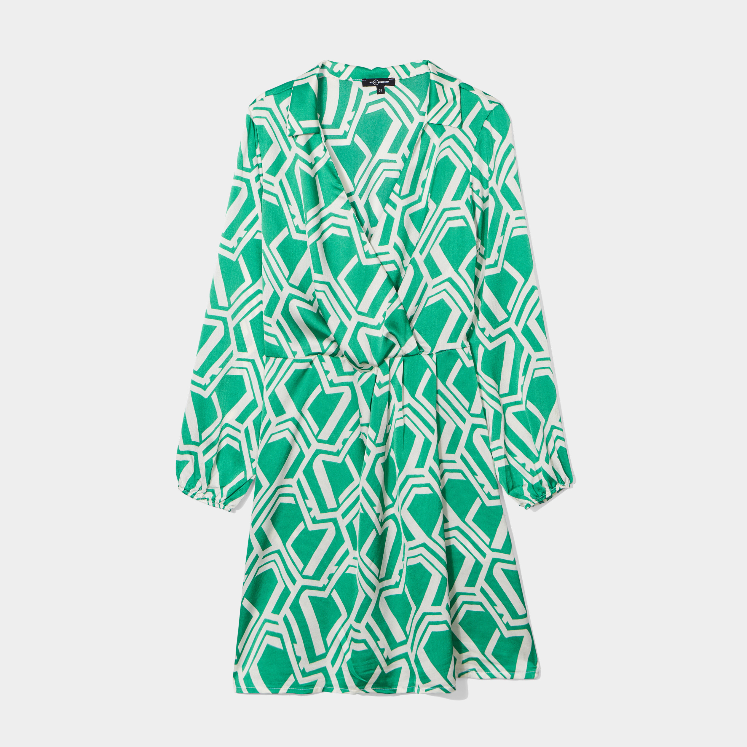 Robe courte trapèze satin Mosquitos vert menthe femme
