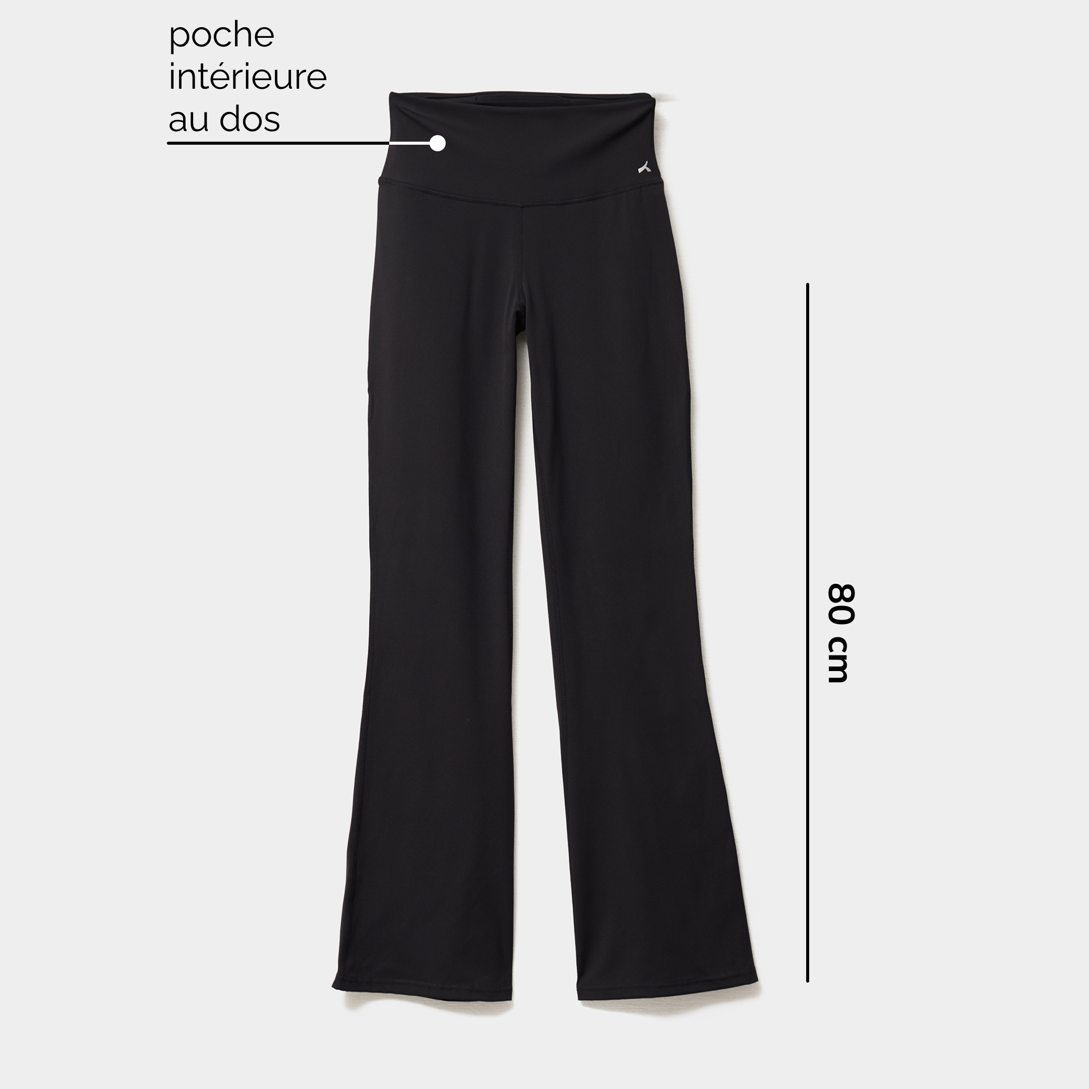 Legging de sport flare taille haute noir femme