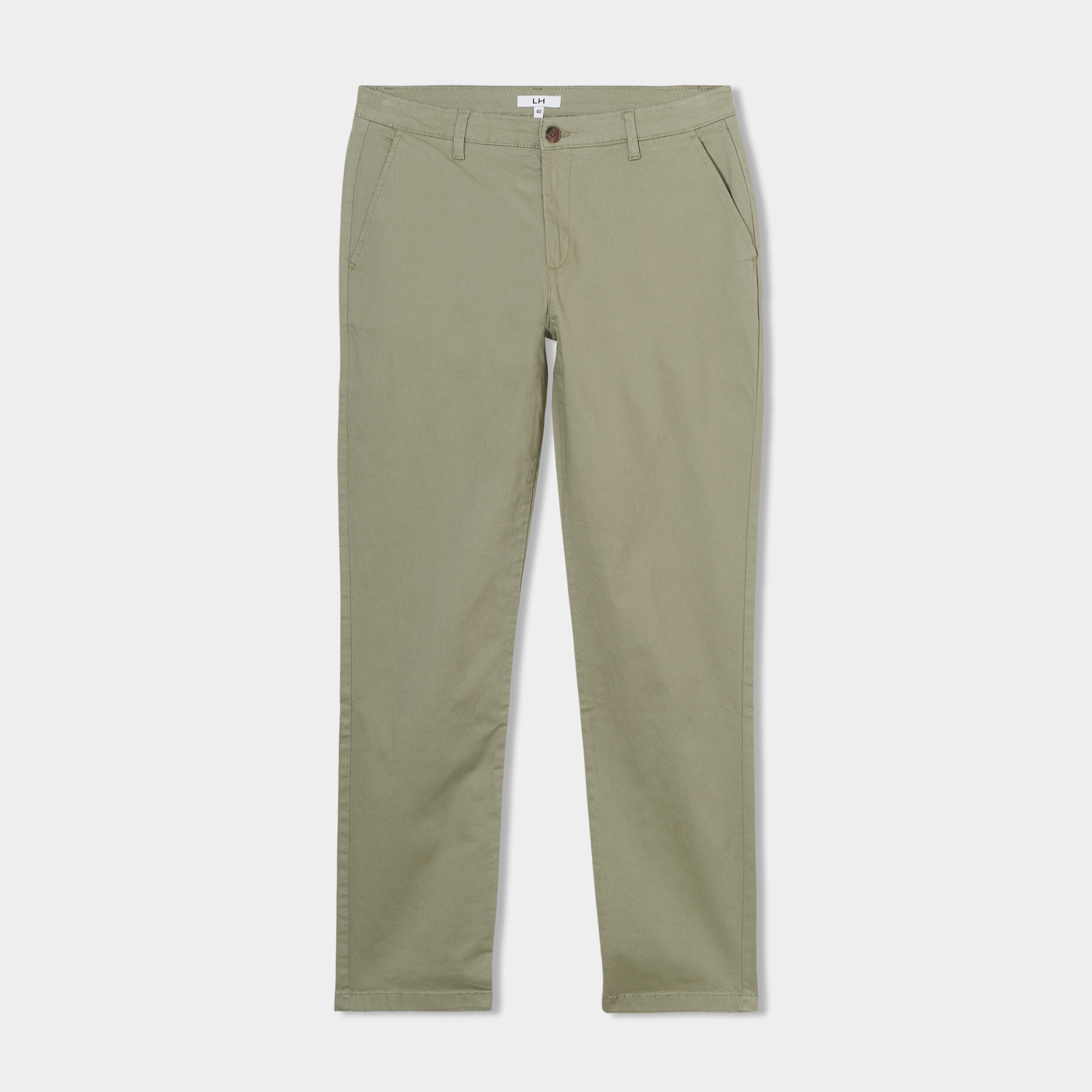 pantalon chino droit stretch retrousse vert kaki homme Pantalon chino droit stretch retroussé vert kaki homme