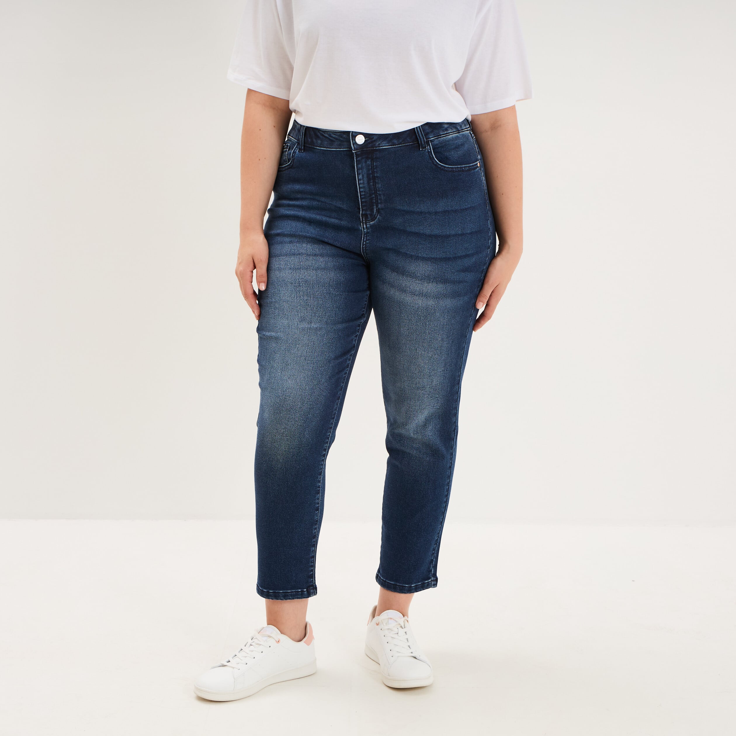 Jean slim taille haute bleu femme grande taille