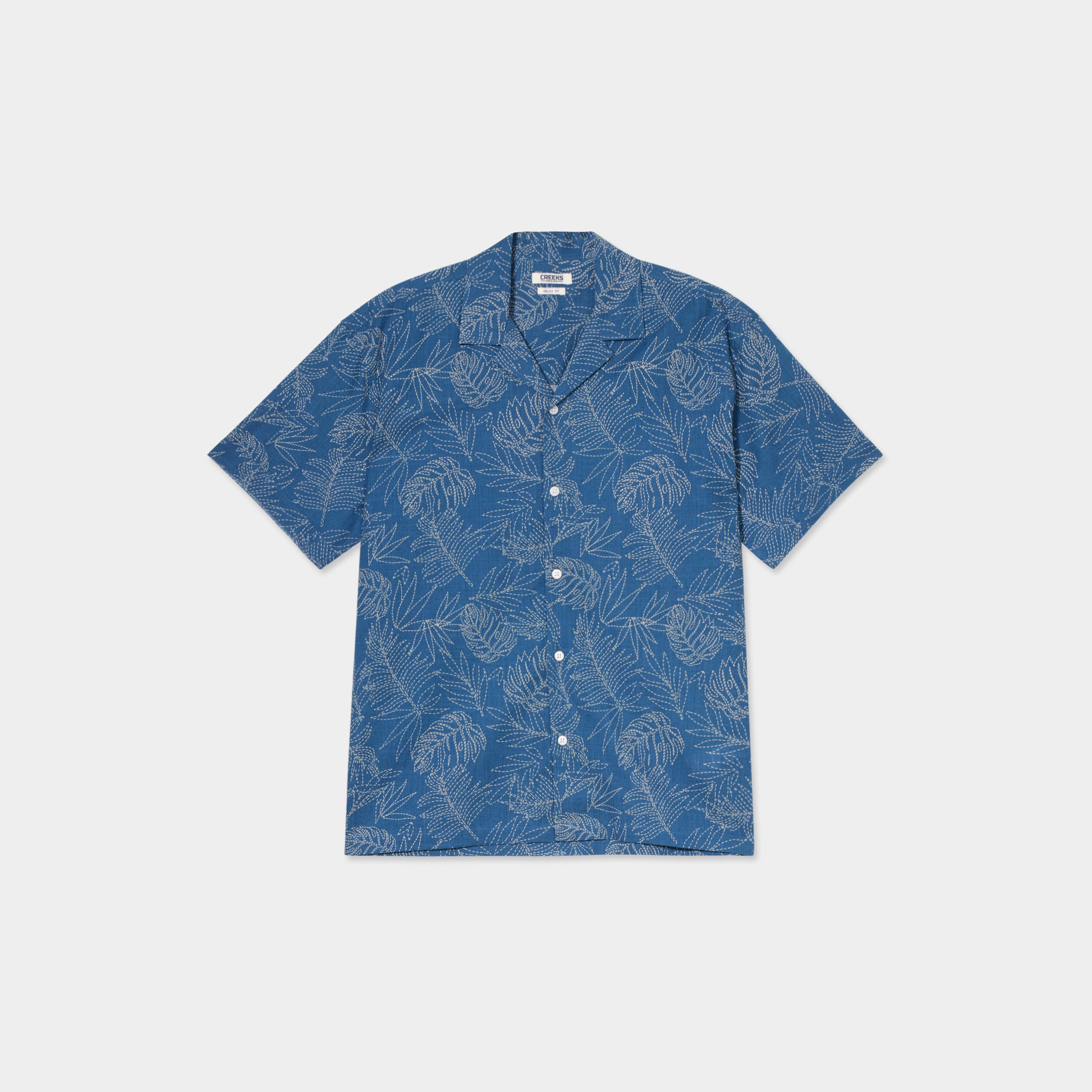 Chemise en coton manches courtes bleu p&eacute;trole homme