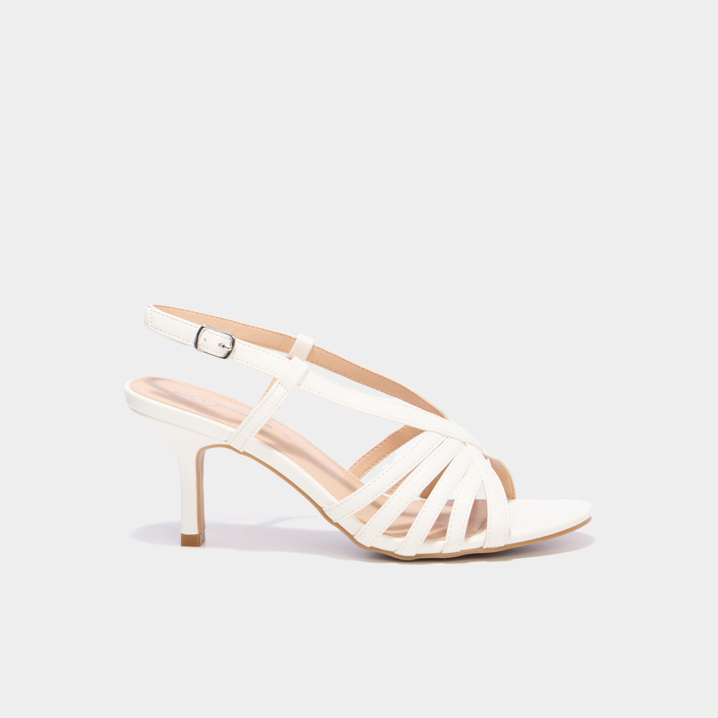 Sandales &agrave; talons avec bride blanc femme