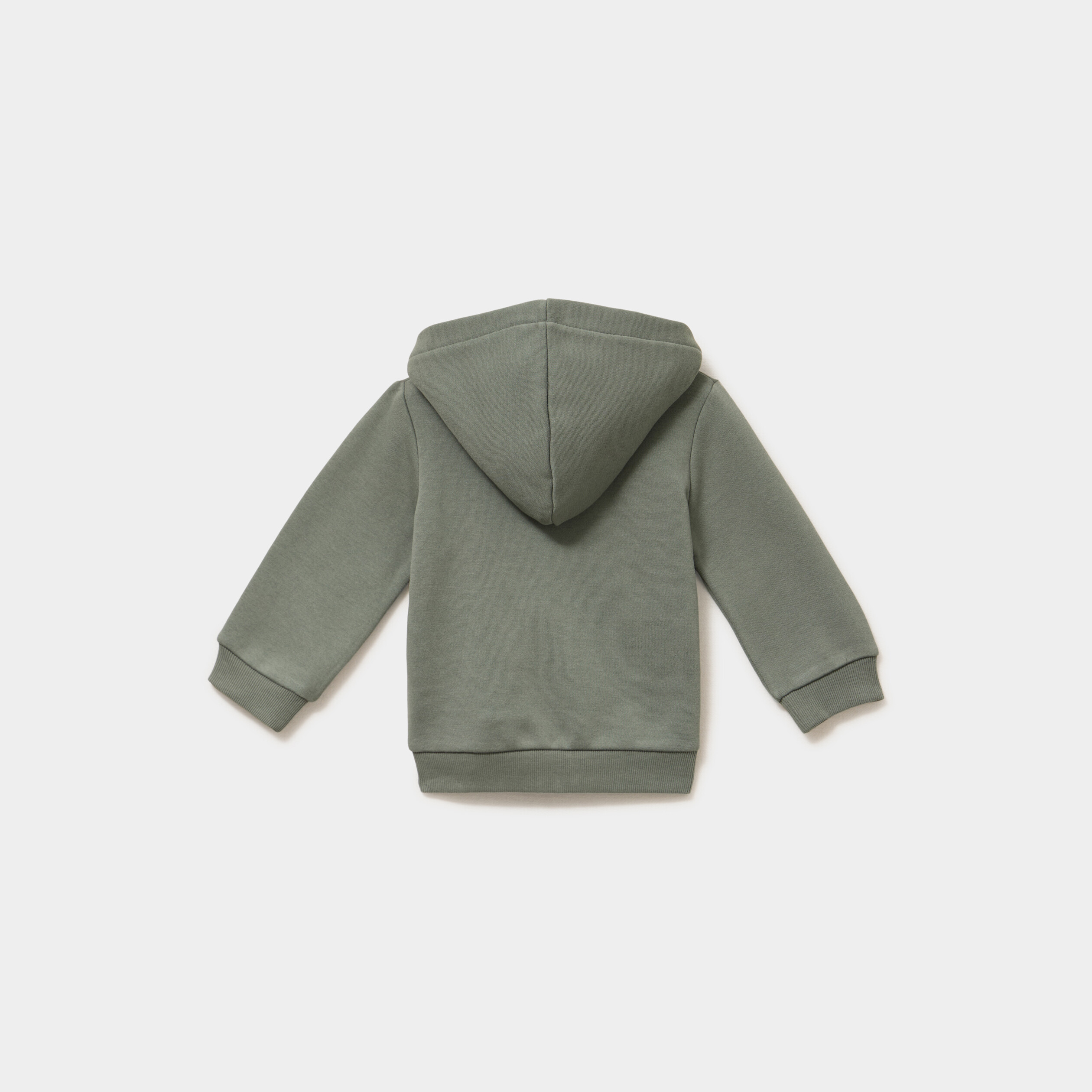 Sweat zipp&eacute; molletonn&eacute; &agrave; capuche vert kaki b&eacute;b&eacute; gar&ccedil;on