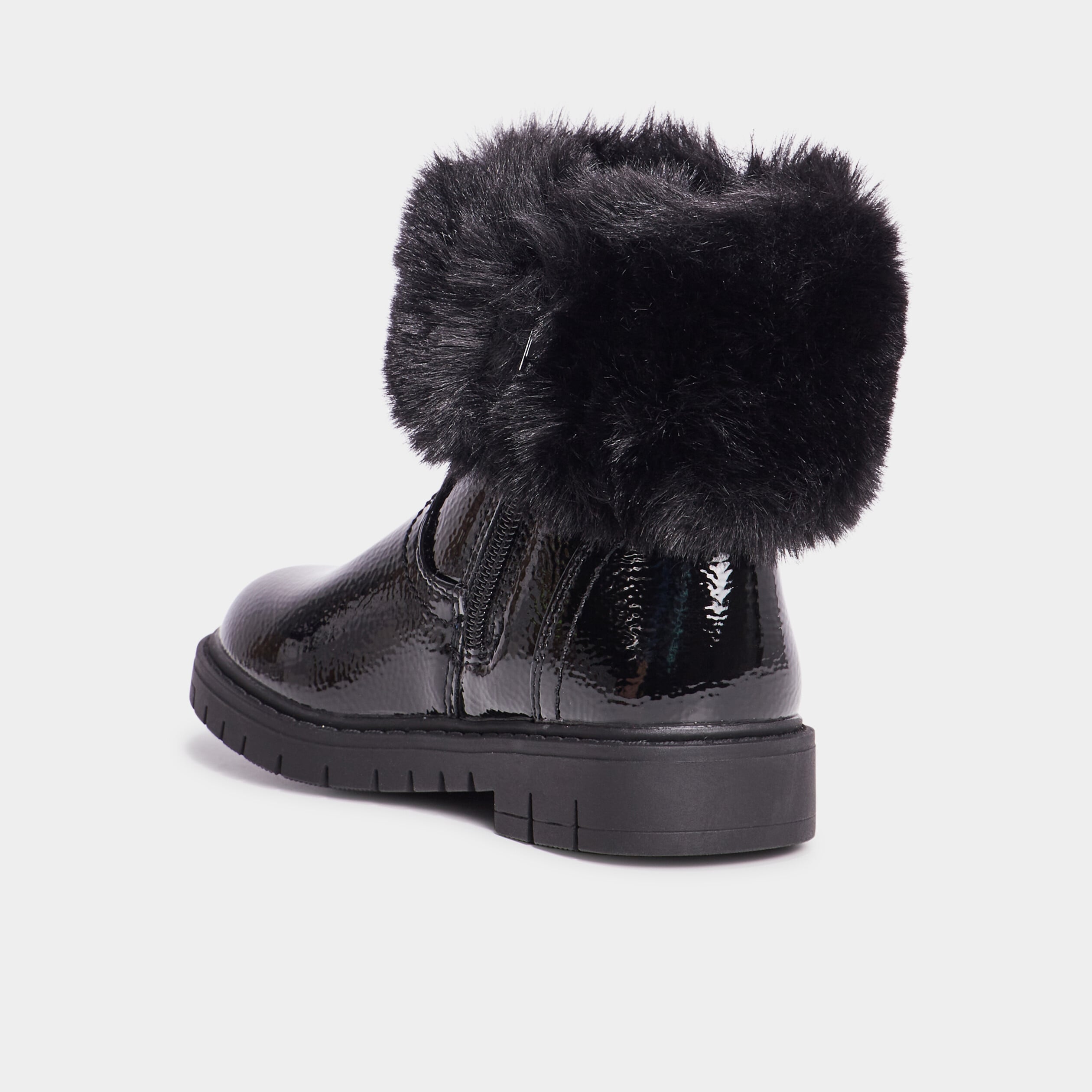 Bottines vernies fausse fourrure noir fille