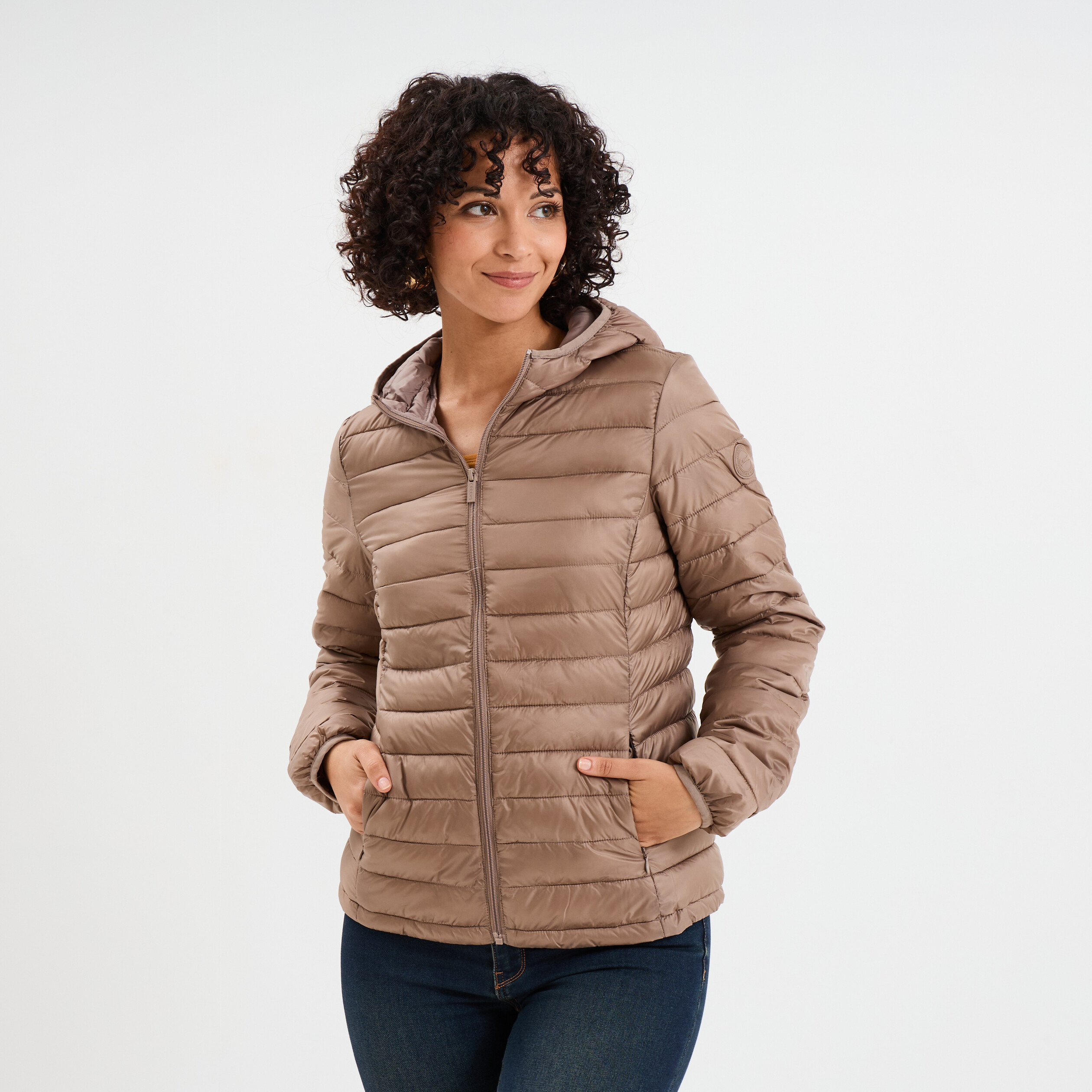 Doudoune légère déperlante à capuche sable femme La Halle