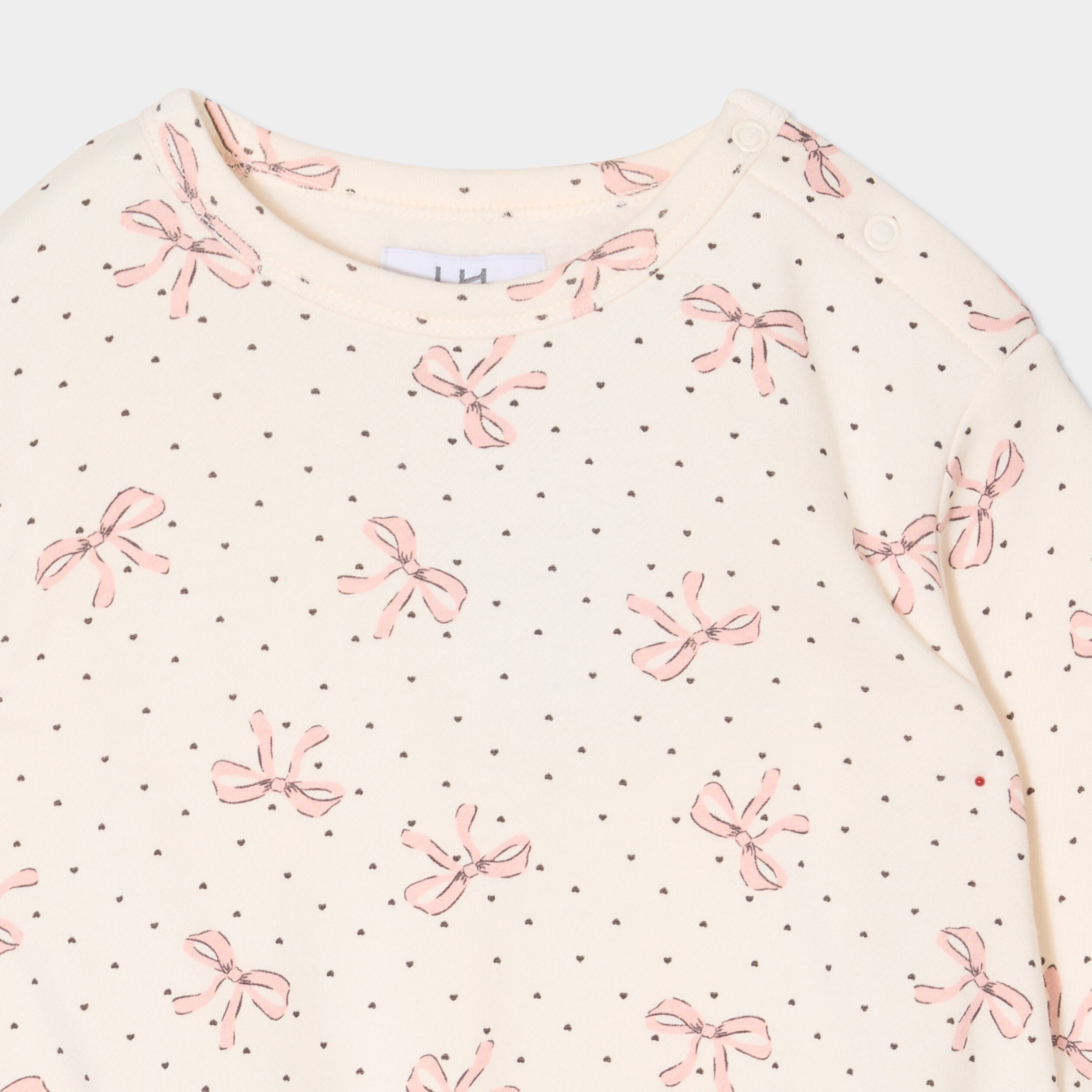 Sweat oversize manches longues col rond creme bébé fille