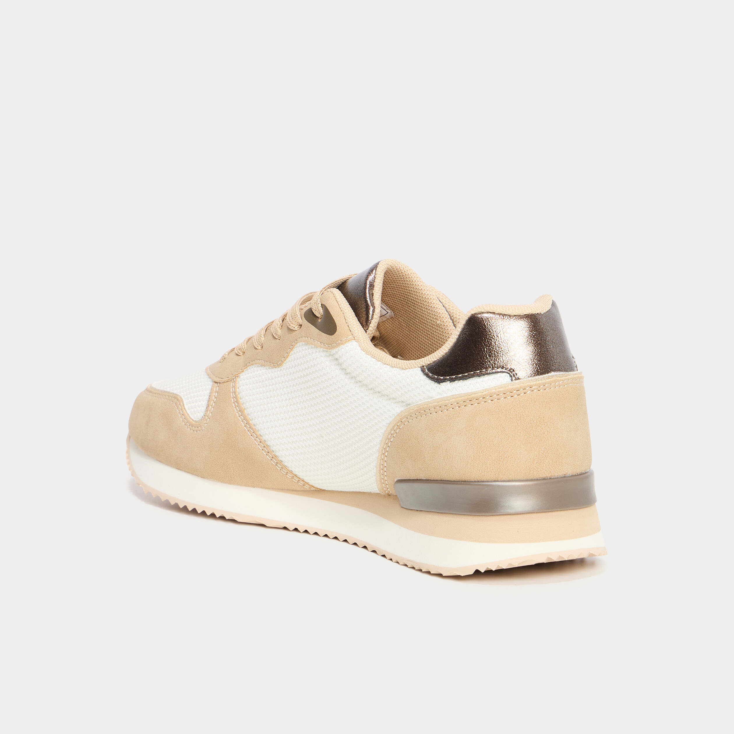 Baskets bi-mati&egrave;re &agrave; lacets Creeks sable femme