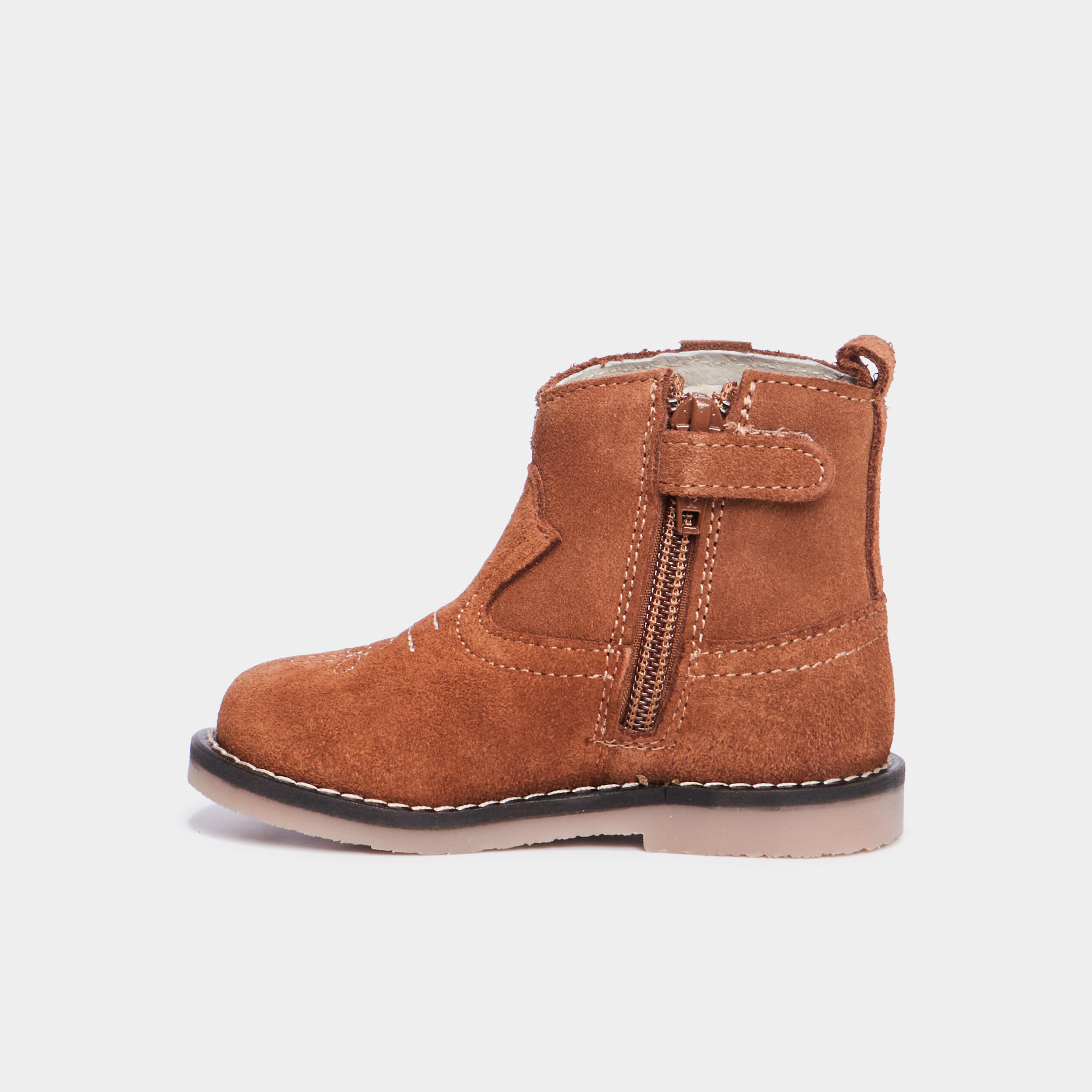 bottines en cuir effet suedine creeks camel bebef Bottines en cuir effet suédine Creeks camel bébé fille