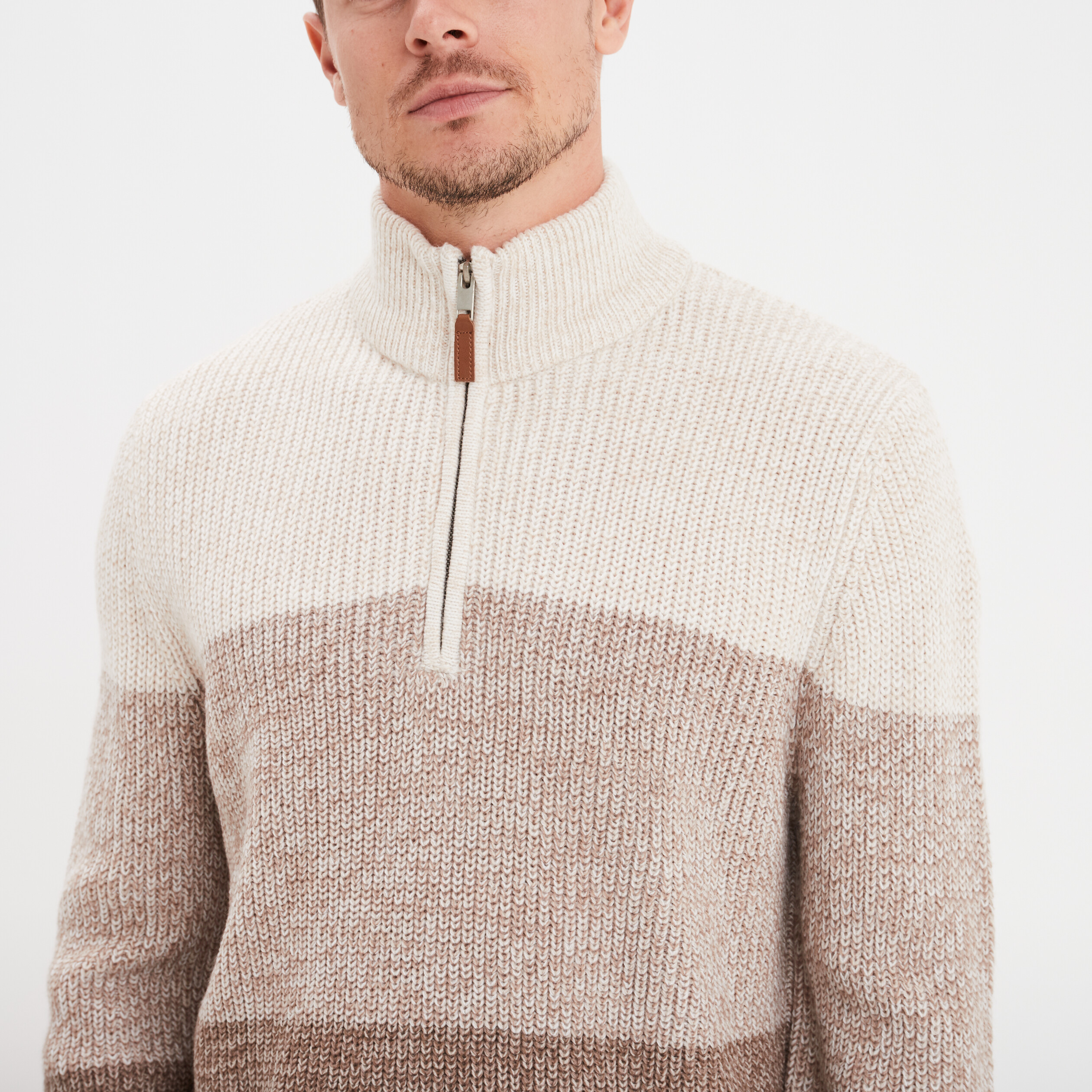pull camionneur col zippe taupe homme Pull camionneur col zippé taupe homme