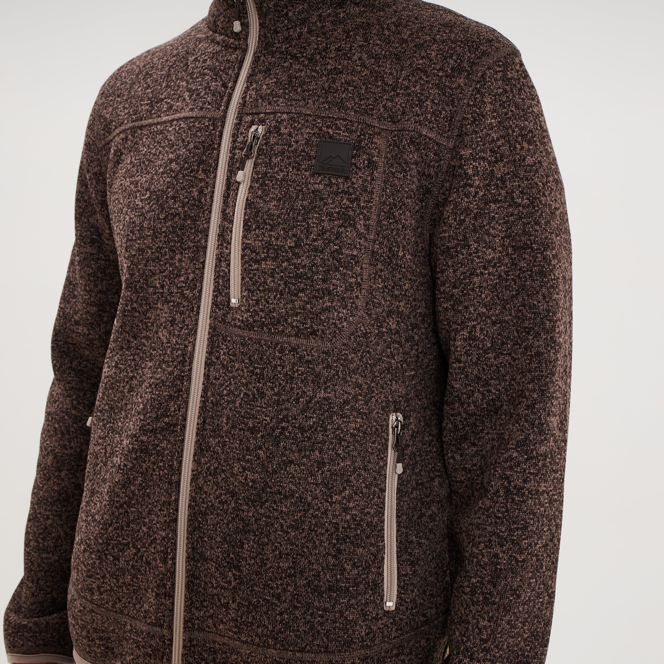 Gilet manches longues col montant marron chocolat homme