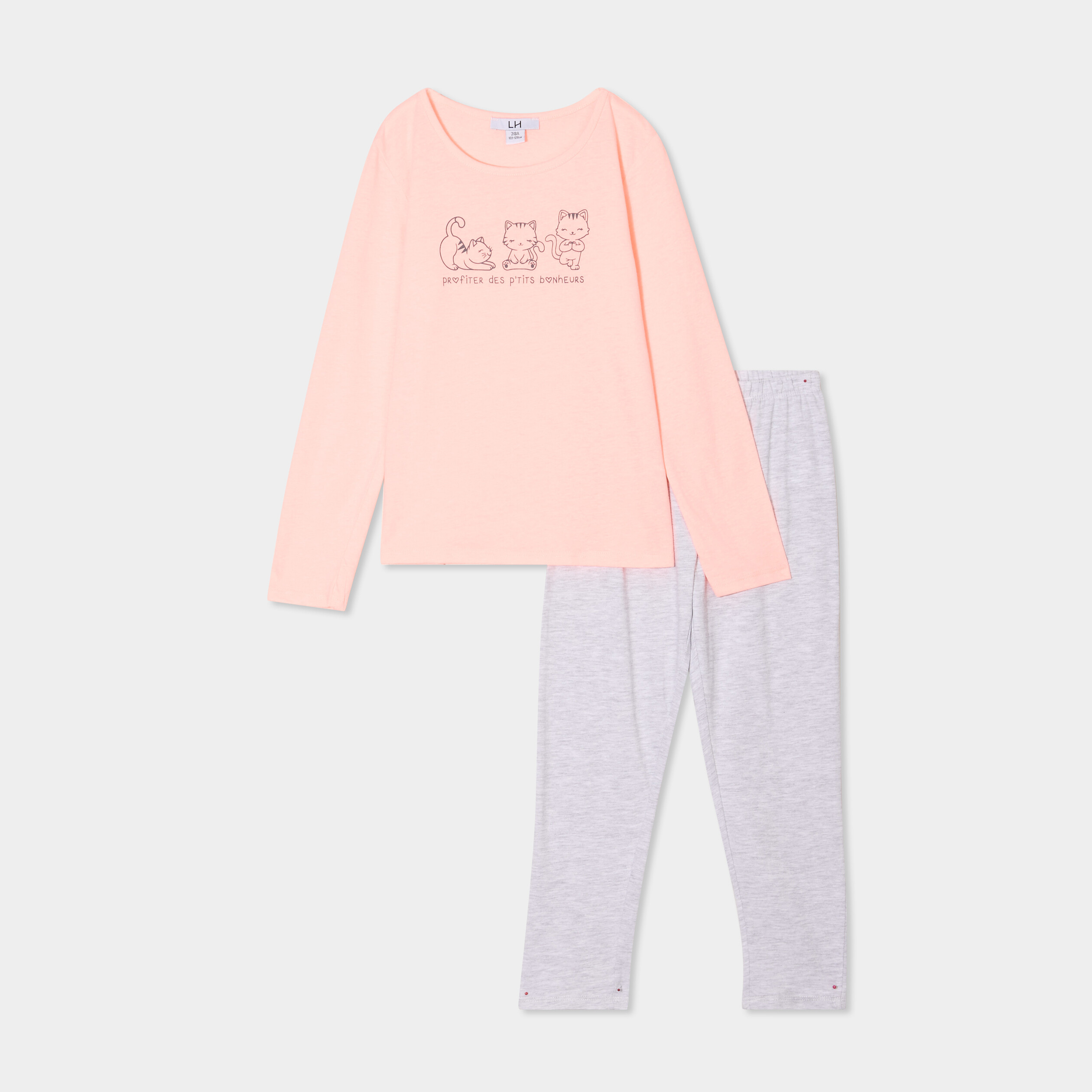 ensemble pyjama pantalon t shirt coton orange fluo fille Ensemble pyjama pantalon t-shirt coton orange fluo fille