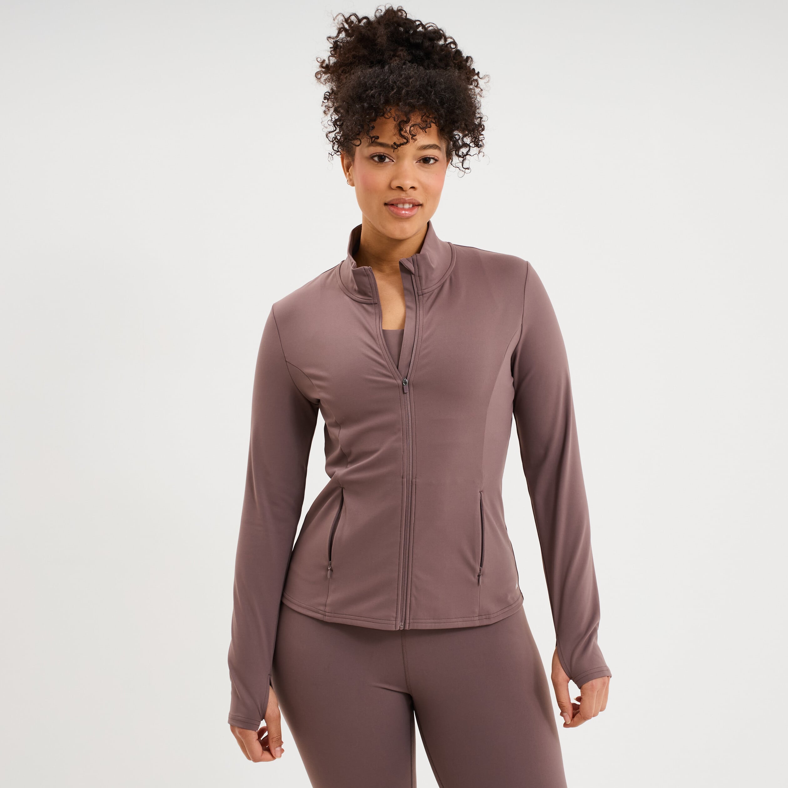 Veste de sport ajust&eacute;e avec fermeture mauve femme