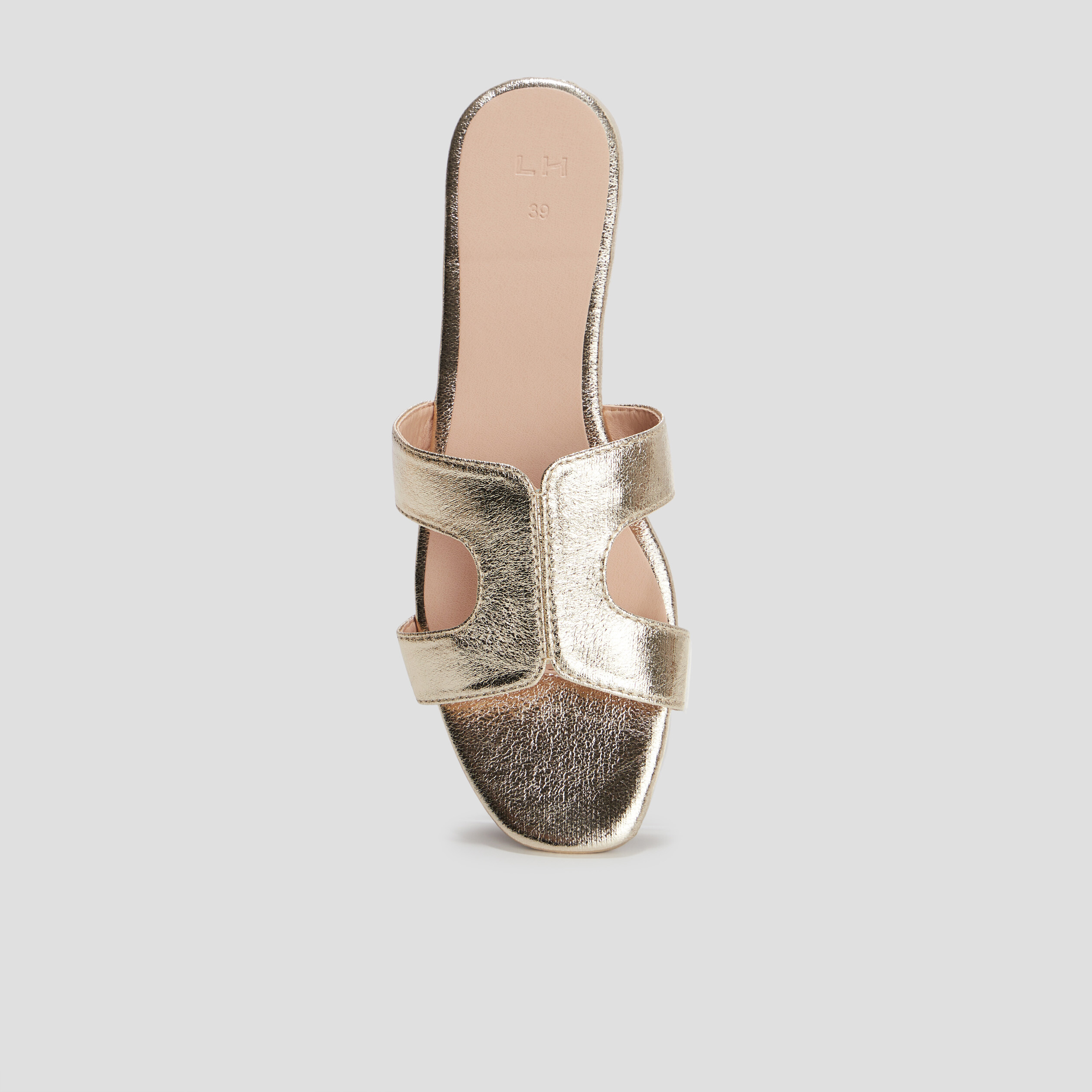 Mules à bouts carrés jaune or femme