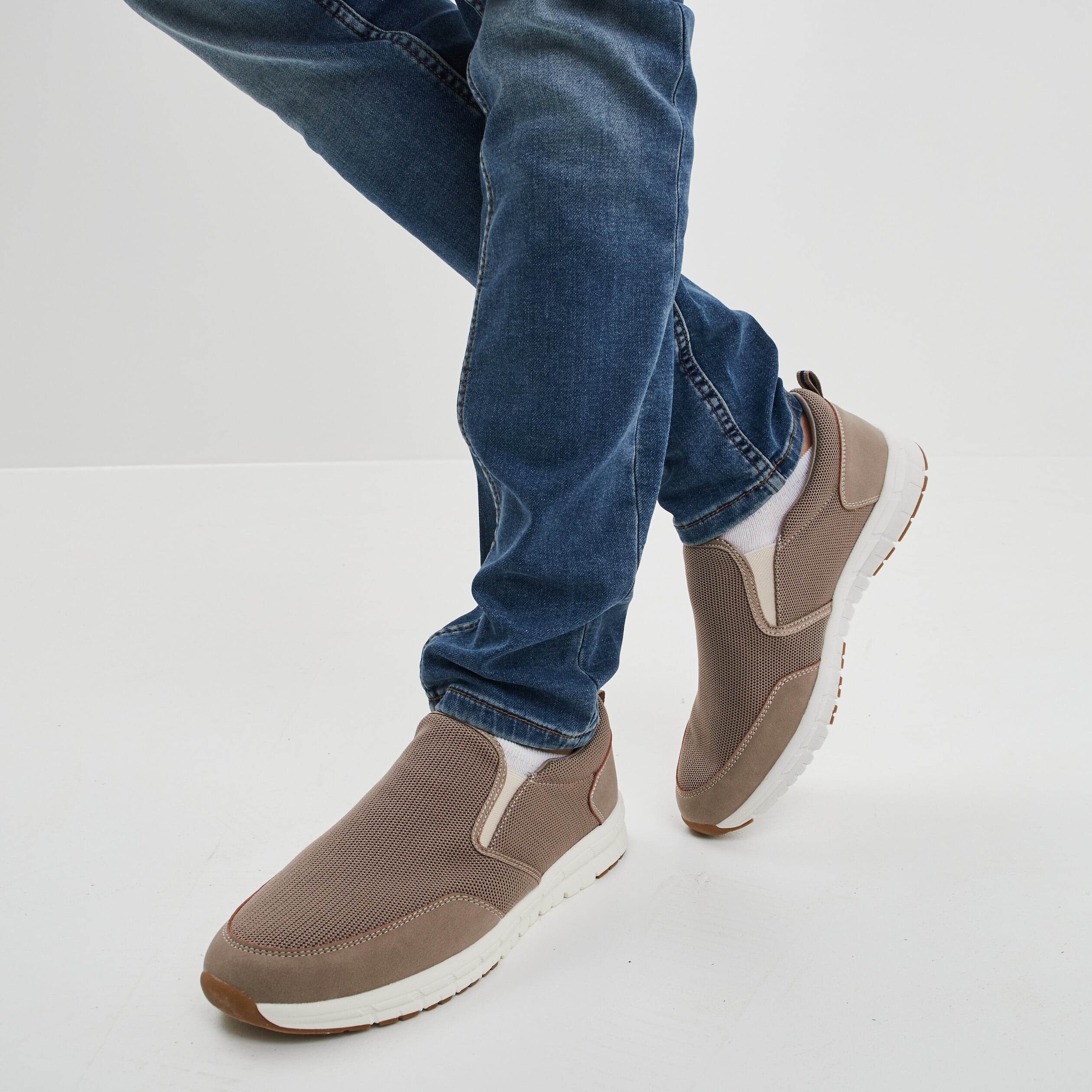 Baskets avec languette d'enfilage sable homme