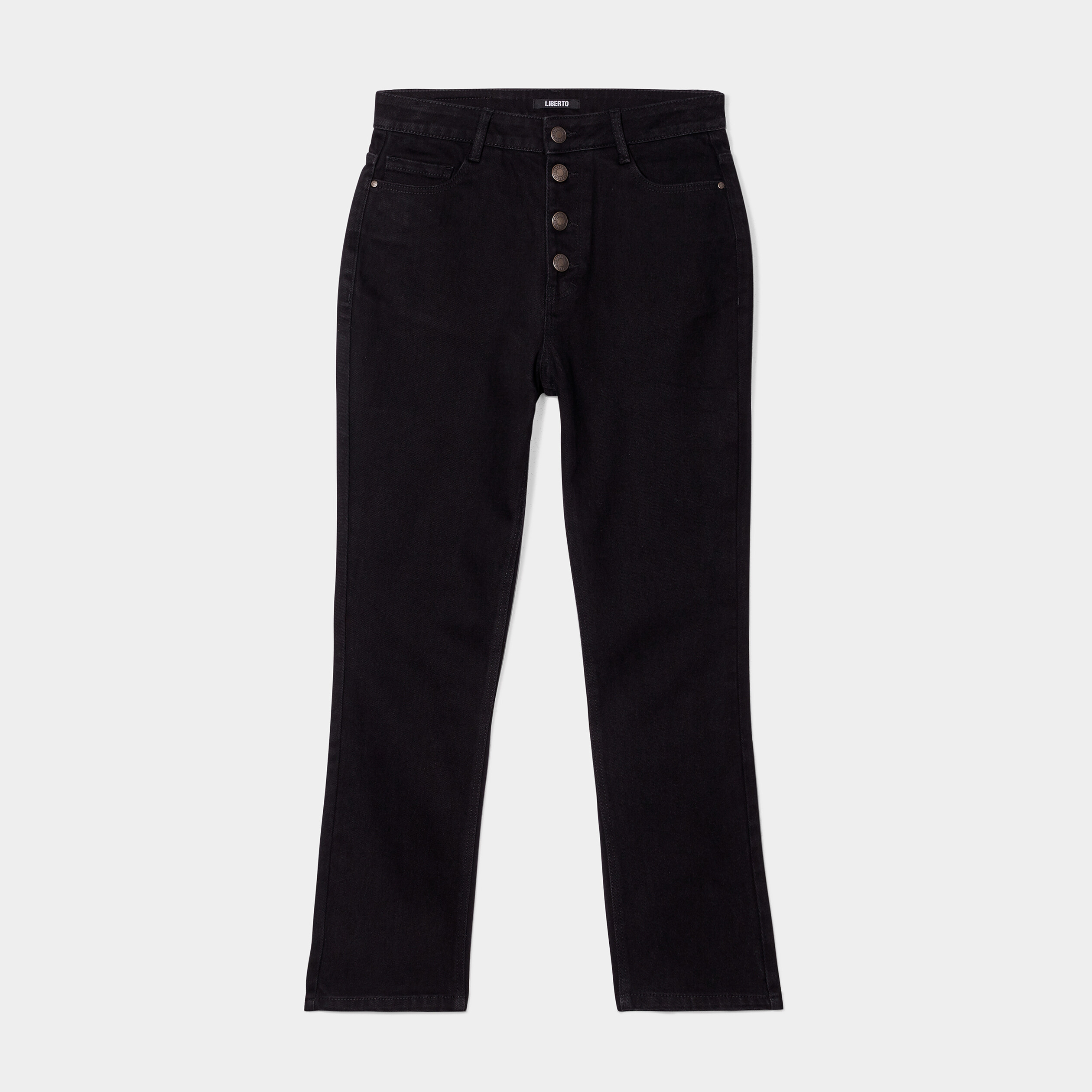 Jeans droit boutonn&eacute; Liberto denim noir femme