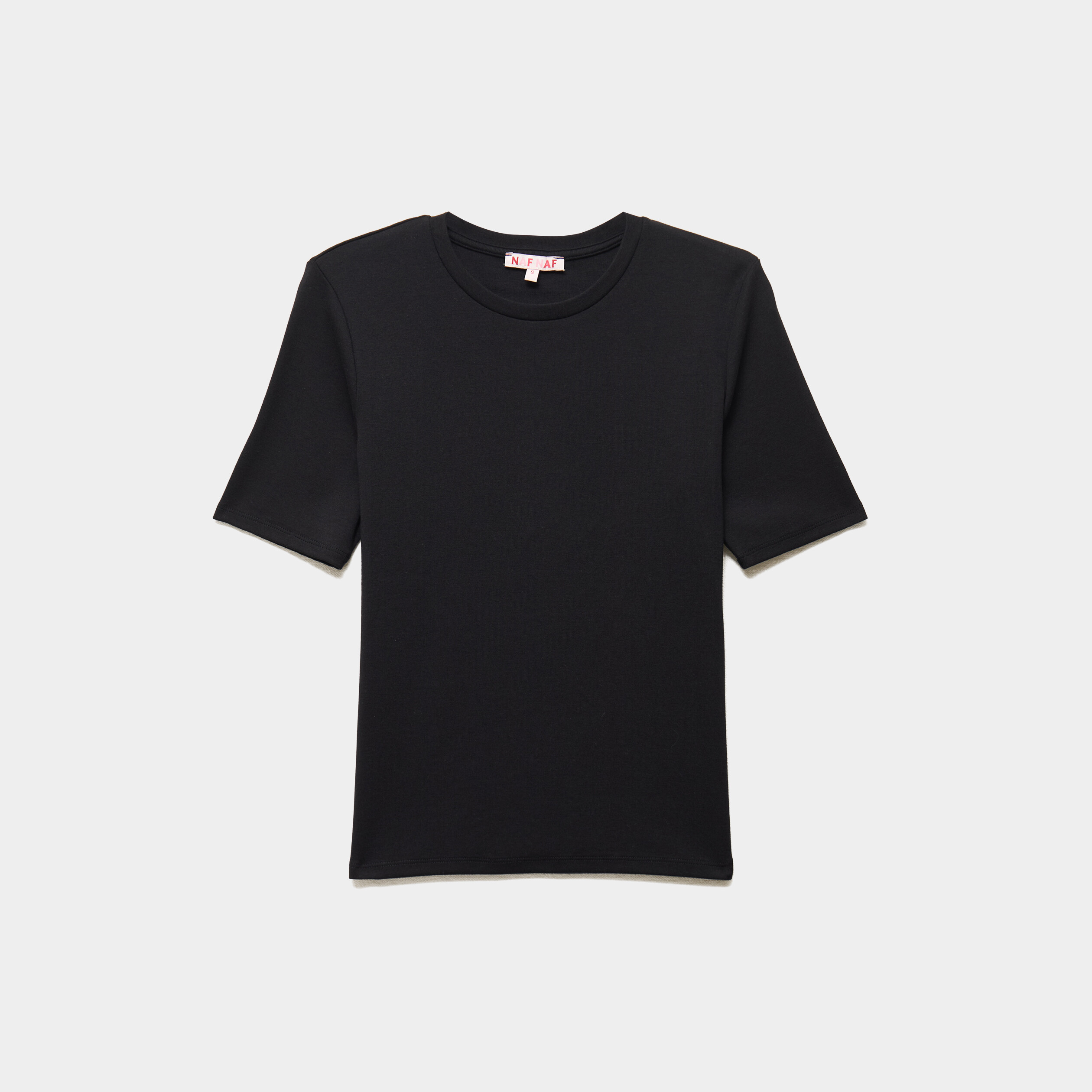 T-shirt col rond manches courtes ajust&eacute; noir femme