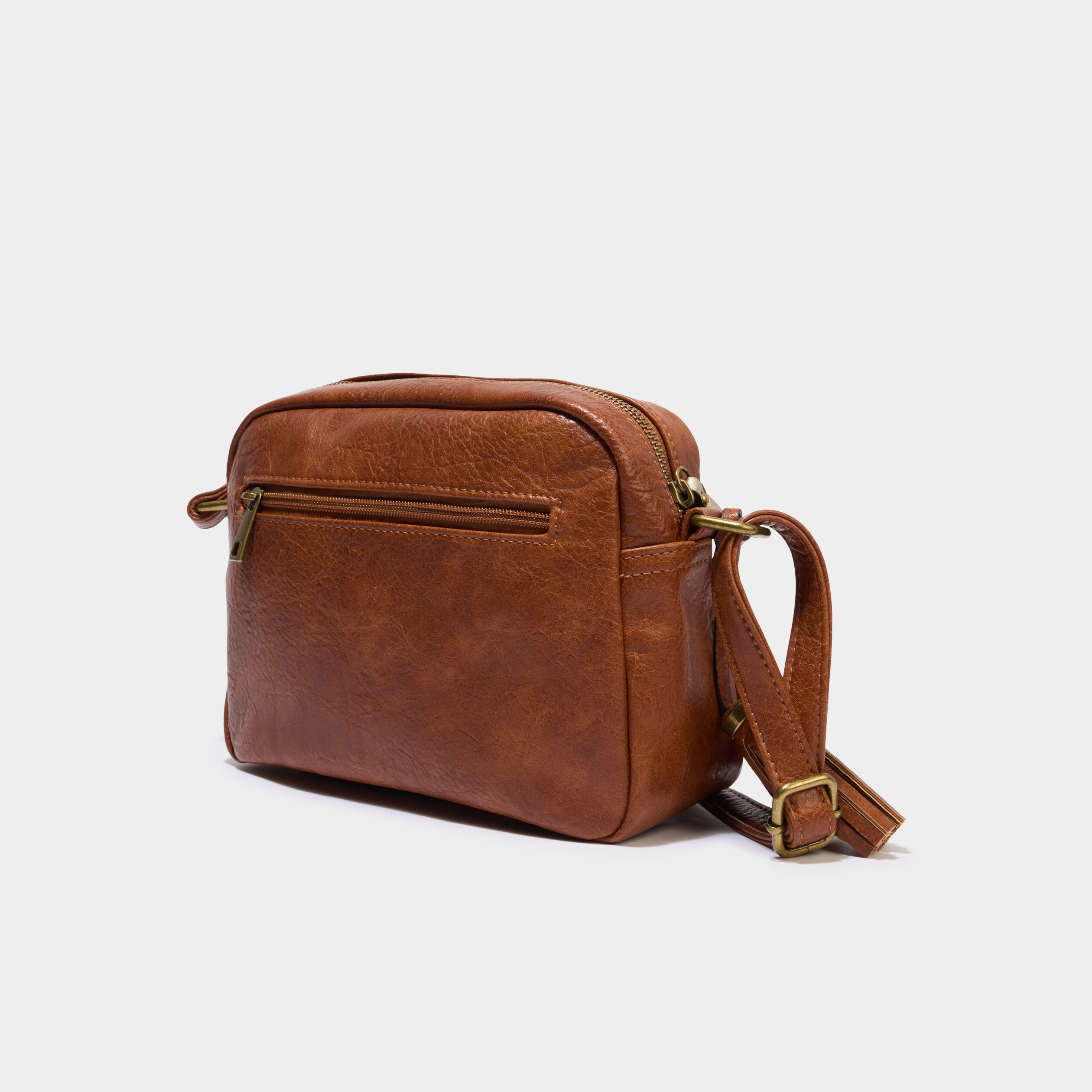 Sac en bandouli&egrave;re marron cognac femme