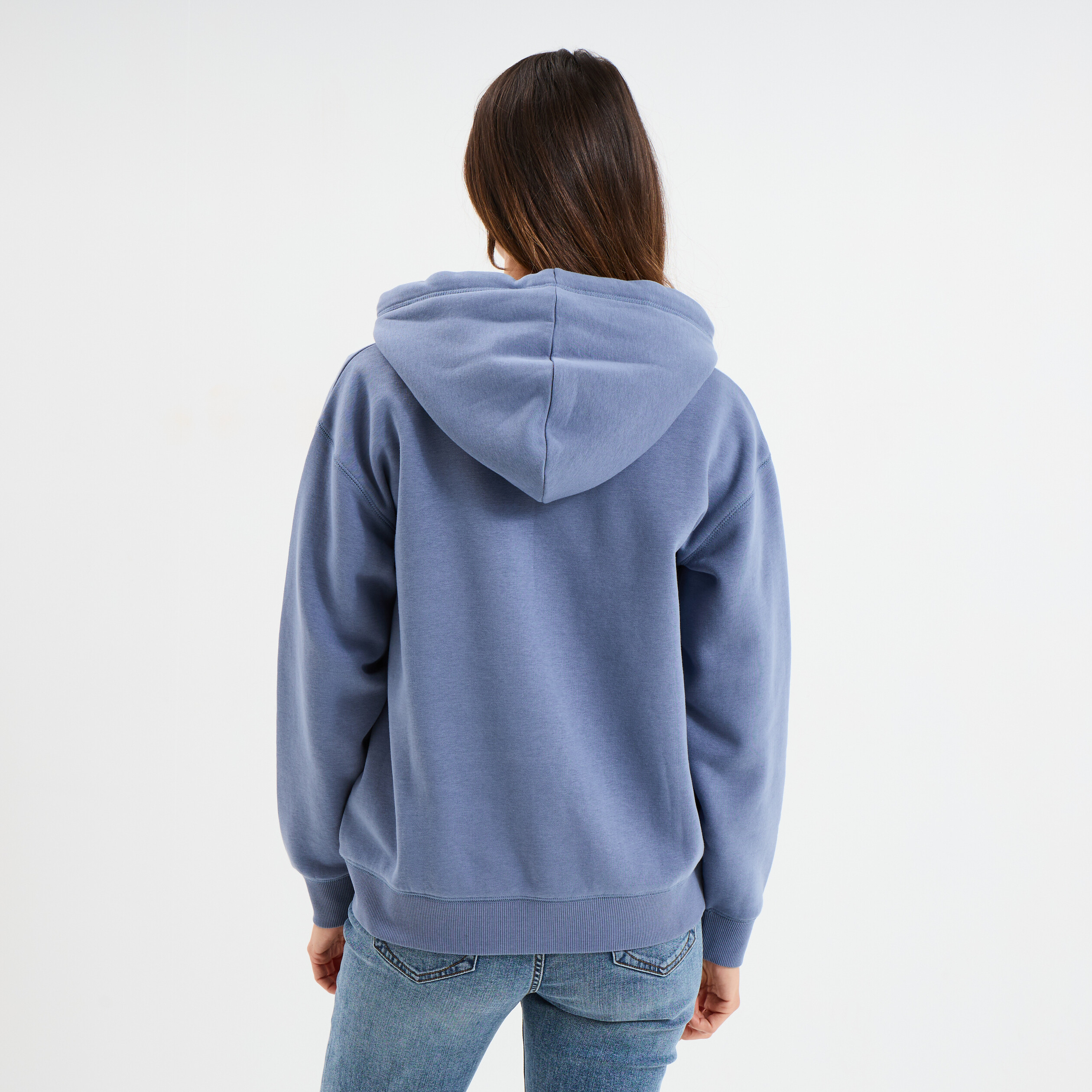 Sweat &agrave; capuche hoodie bleu gris femme