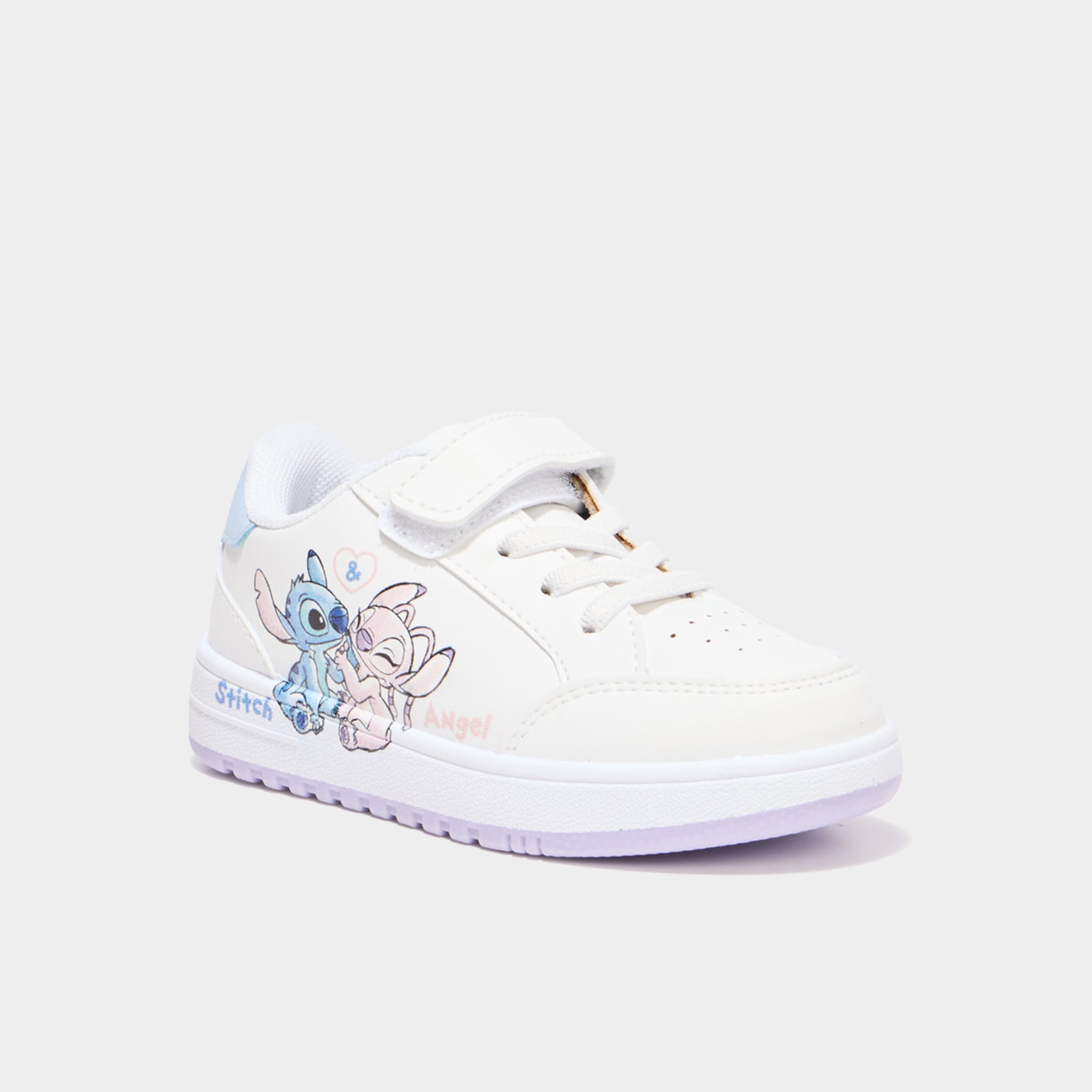 Tennis basses &agrave; scratchs Stitch blanc fille
