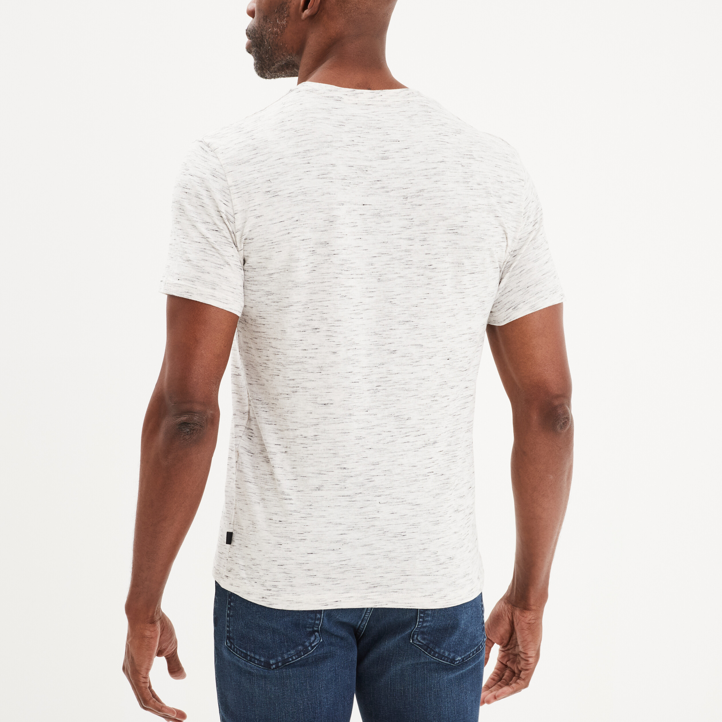 T-shirt droit col en V Liberto blanc homme