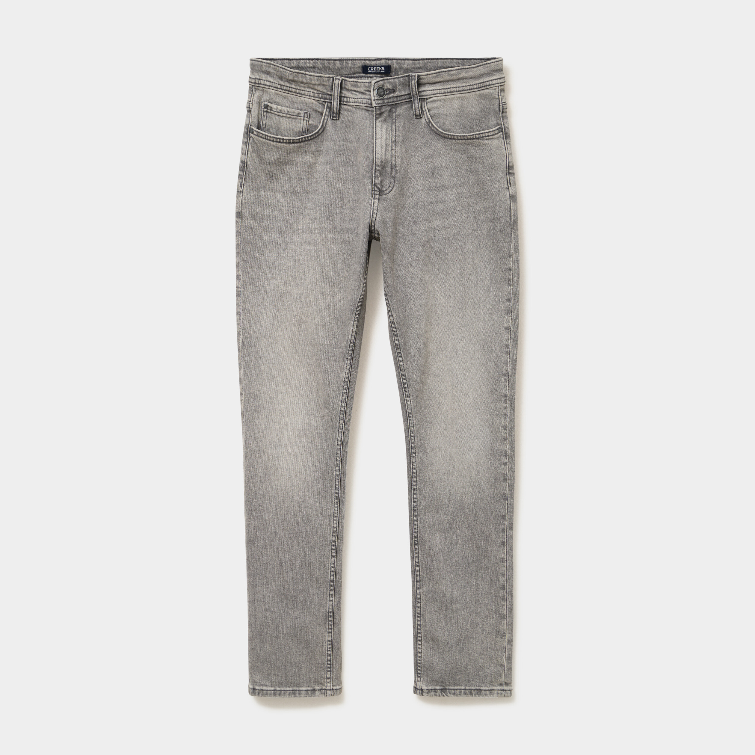 Jeans denim straight 5 poches denim gris homme