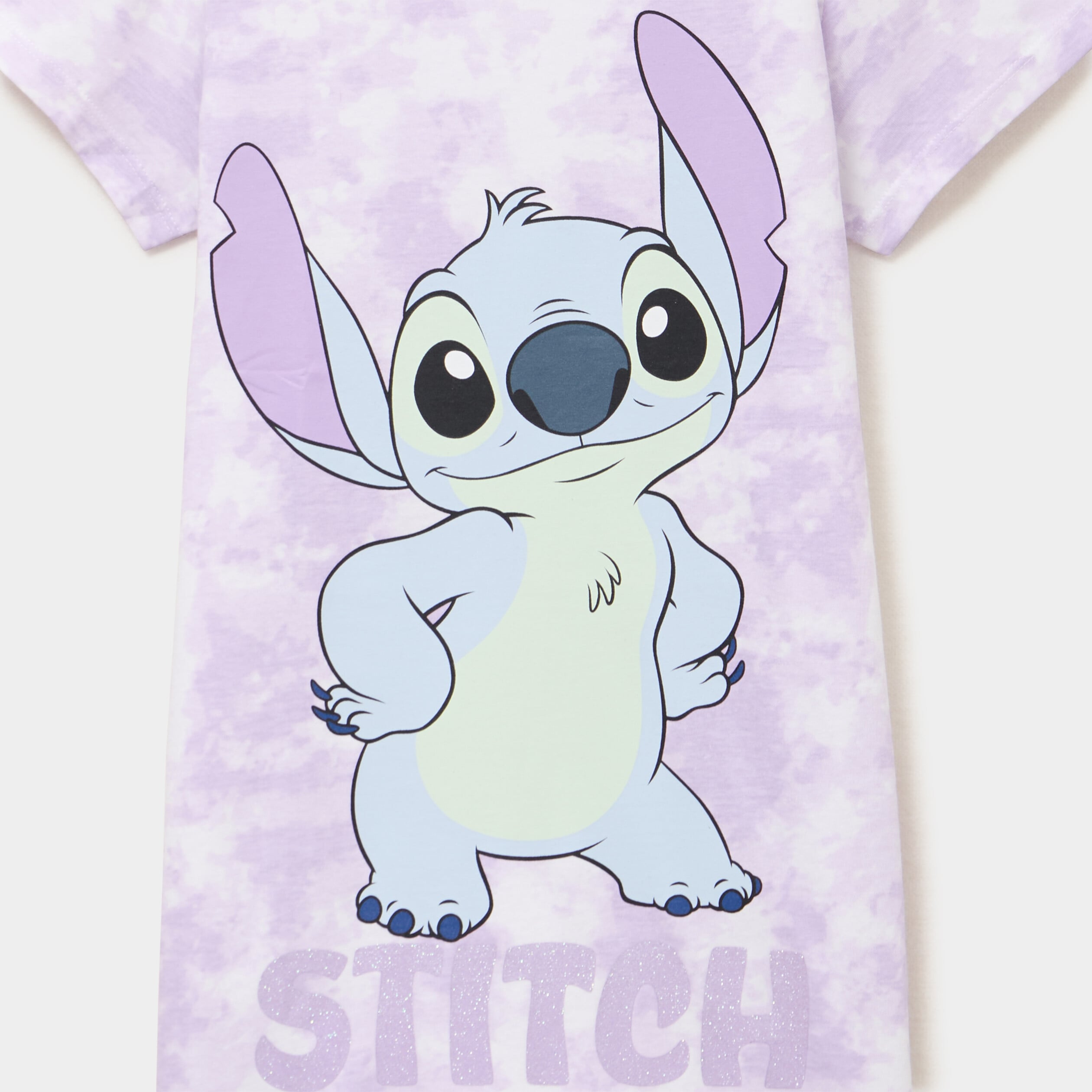 Chemise de nuit mi-longue coton Stitch parme fille