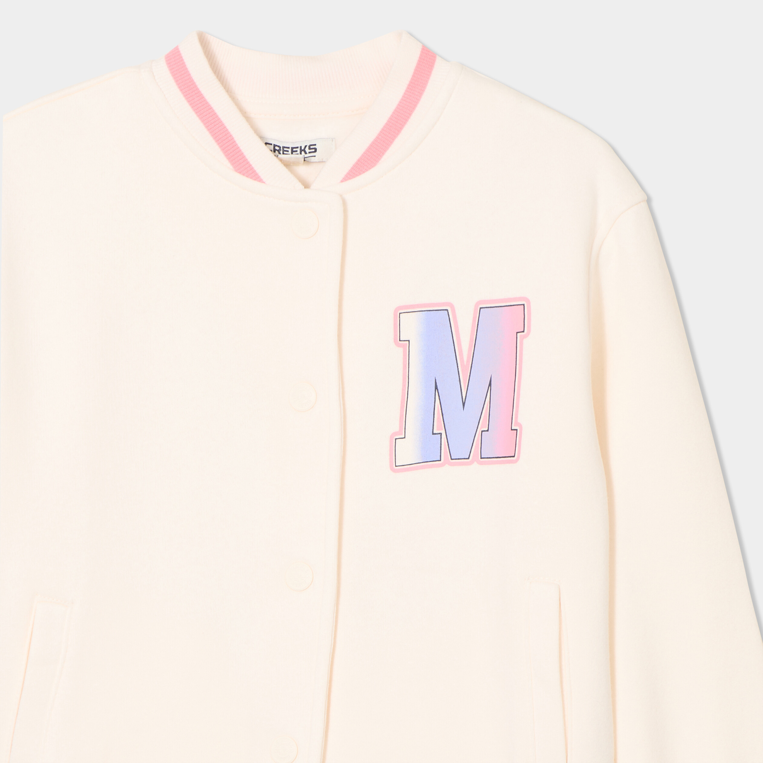 Gilet boutonn&eacute; col teddy coton creme fille