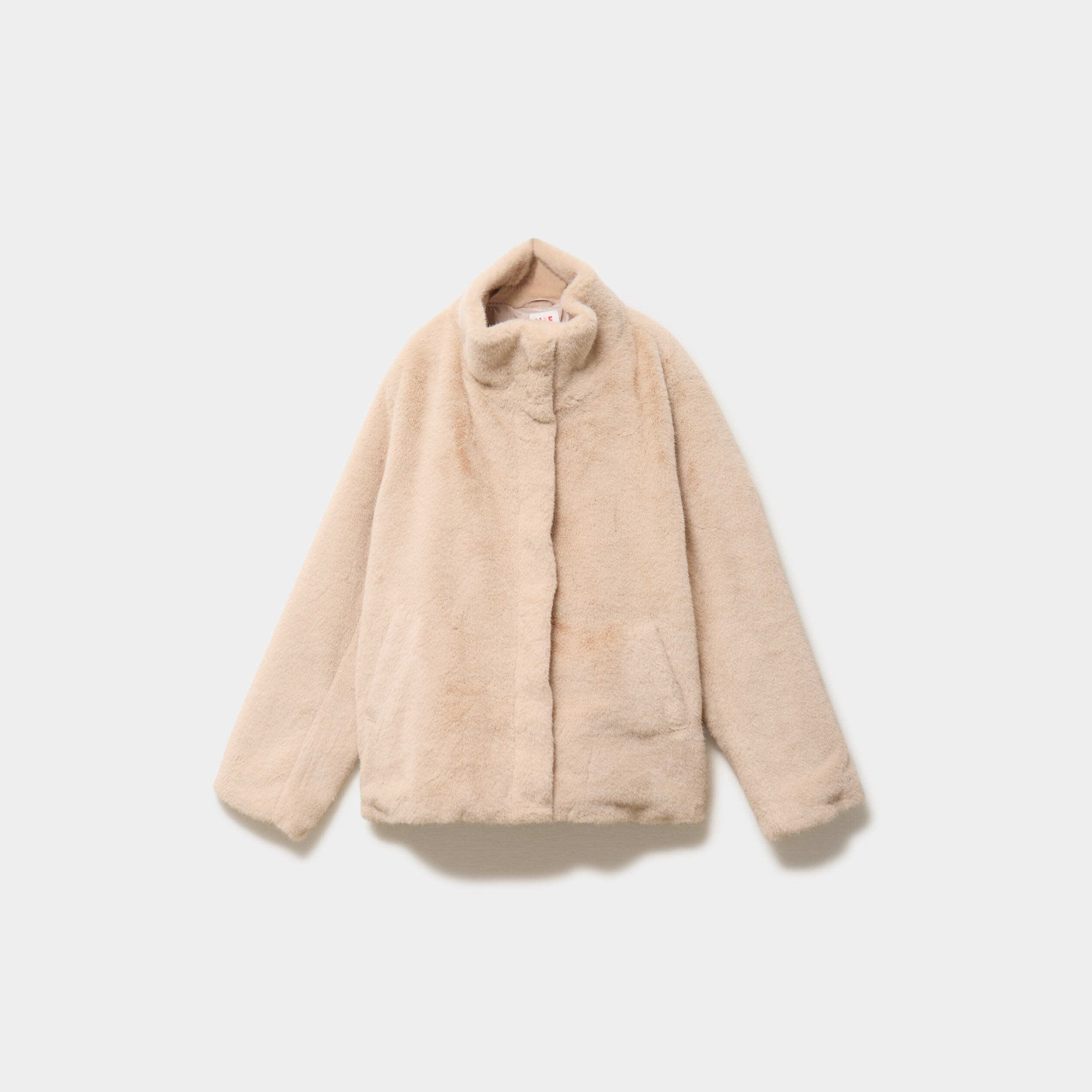 Veste fausse fourrure col montant beige femme grande taille