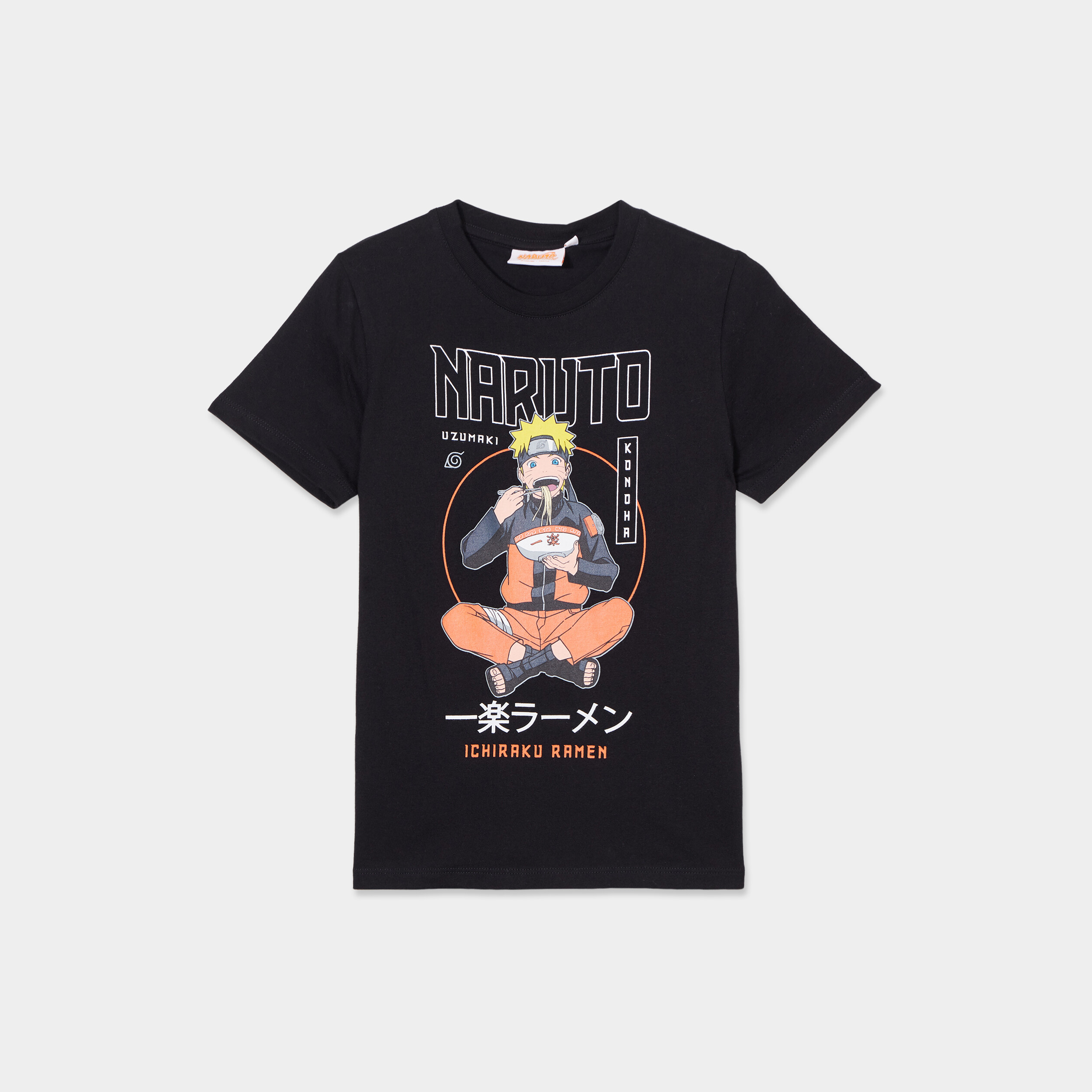 t shirt coton manches courtes naruto noir garcon T-shirt coton manches courtes Naruto noir garçon