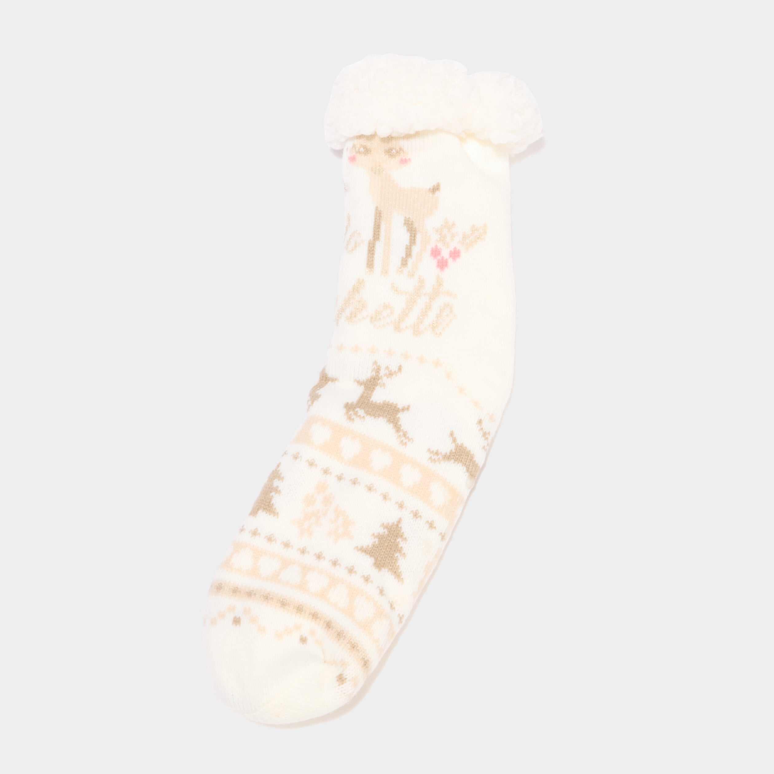 Chaussettes d'int&eacute;rieur doubl&eacute;es ivoire femme