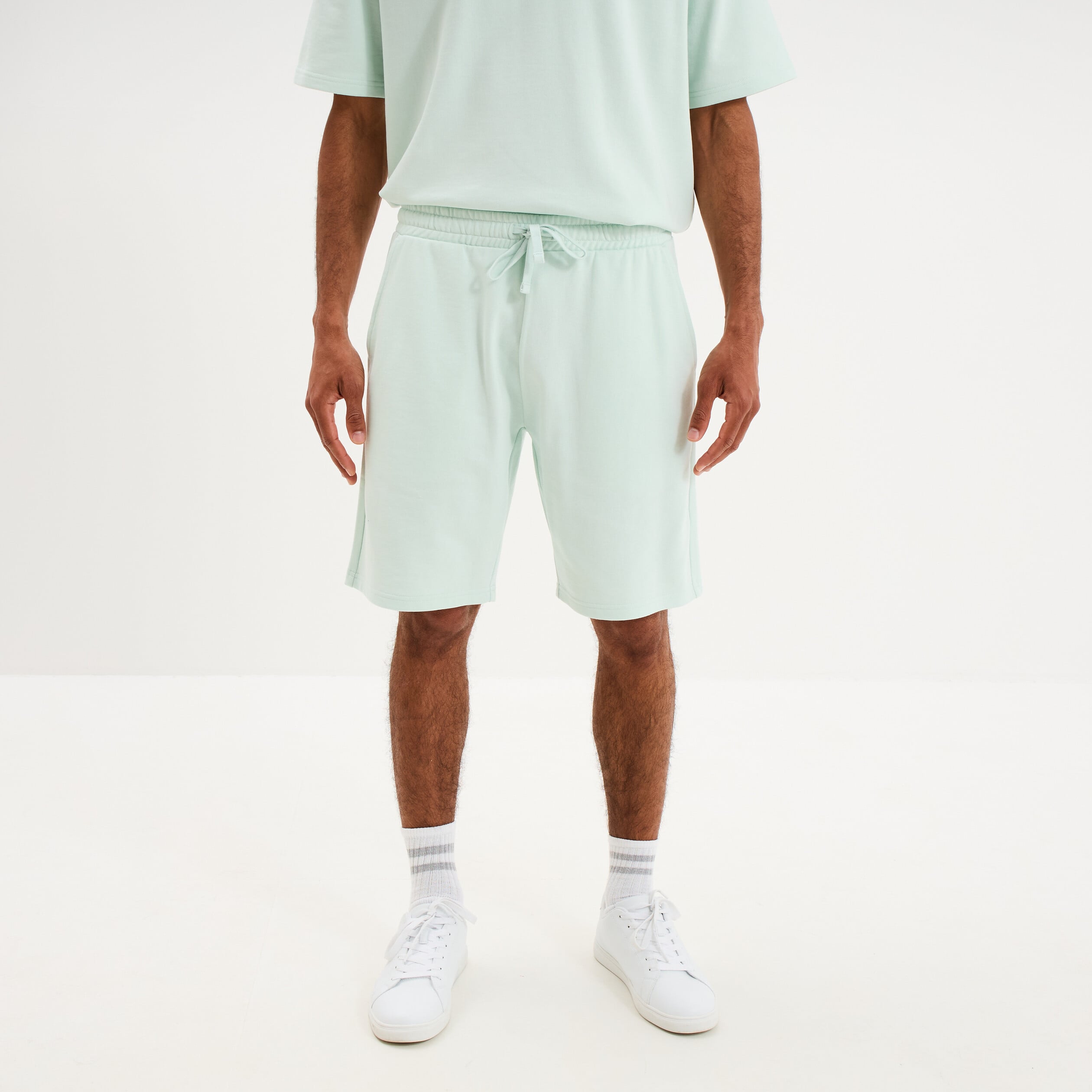 Short de jogging taille &eacute;lastiqu&eacute;e l&eacute;ger vert clair homme