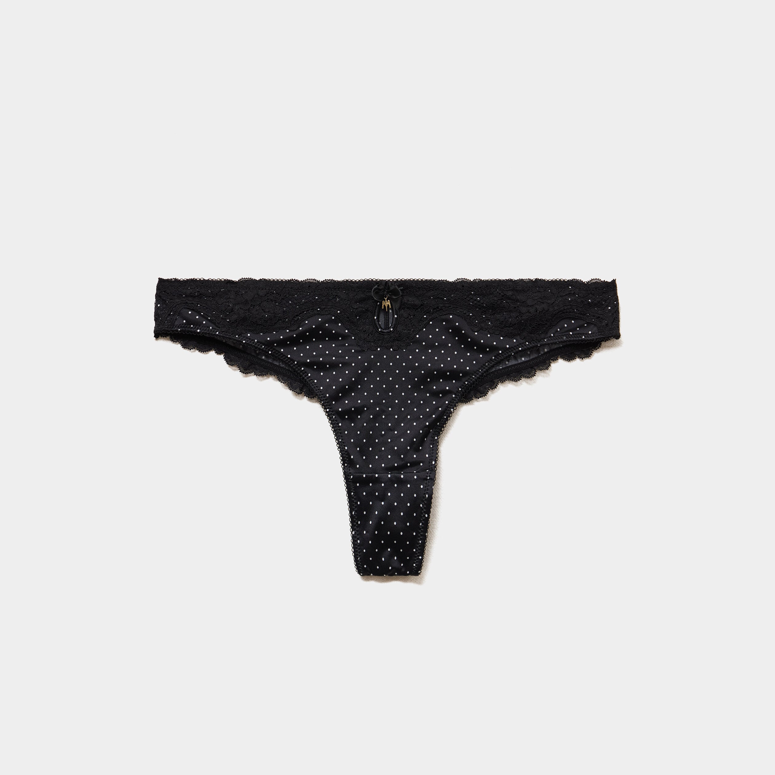 Tanga micro dentelle noir femme