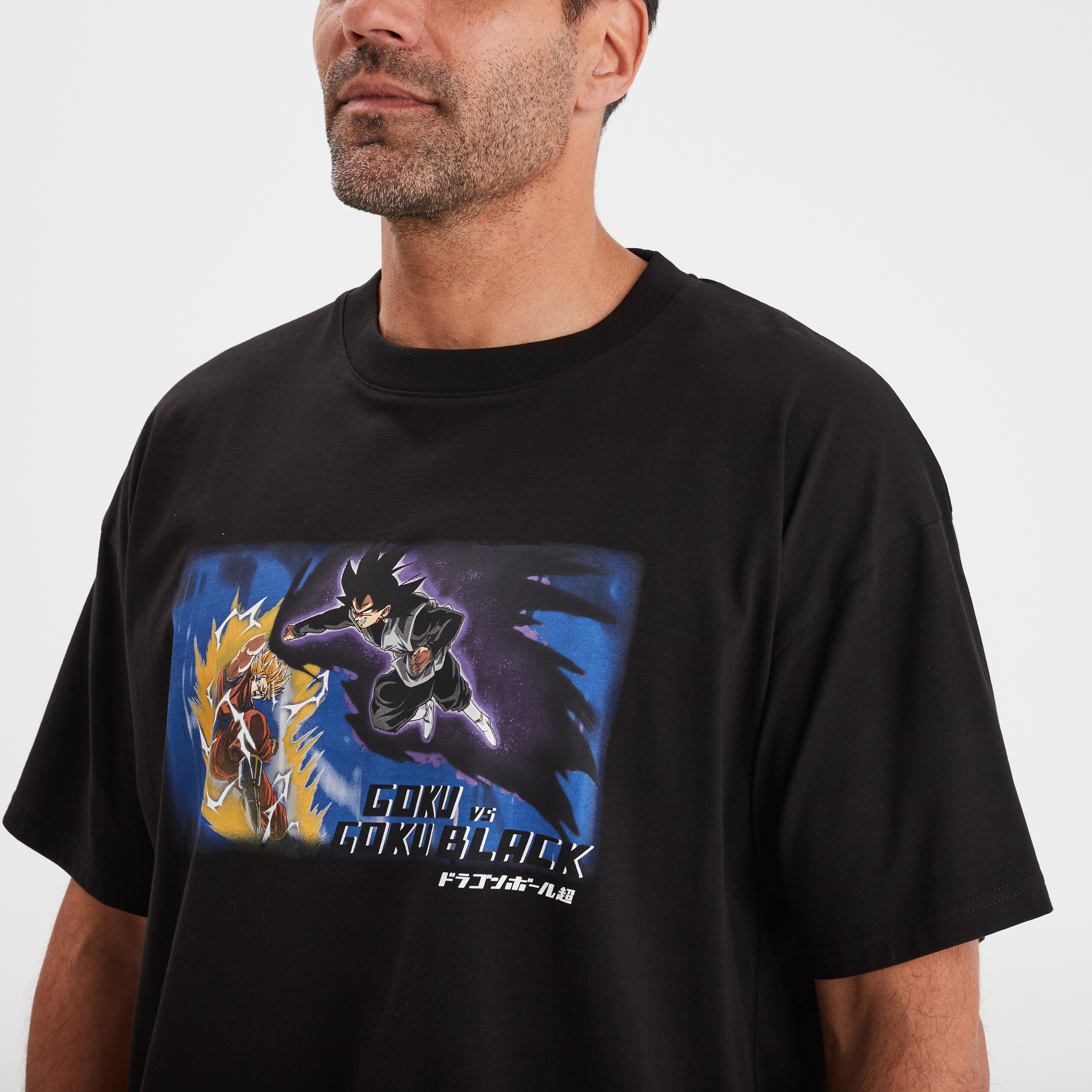 t shirt col rond dragon ball super noir homme T-shirt col rond Dragon Ball Super noir homme