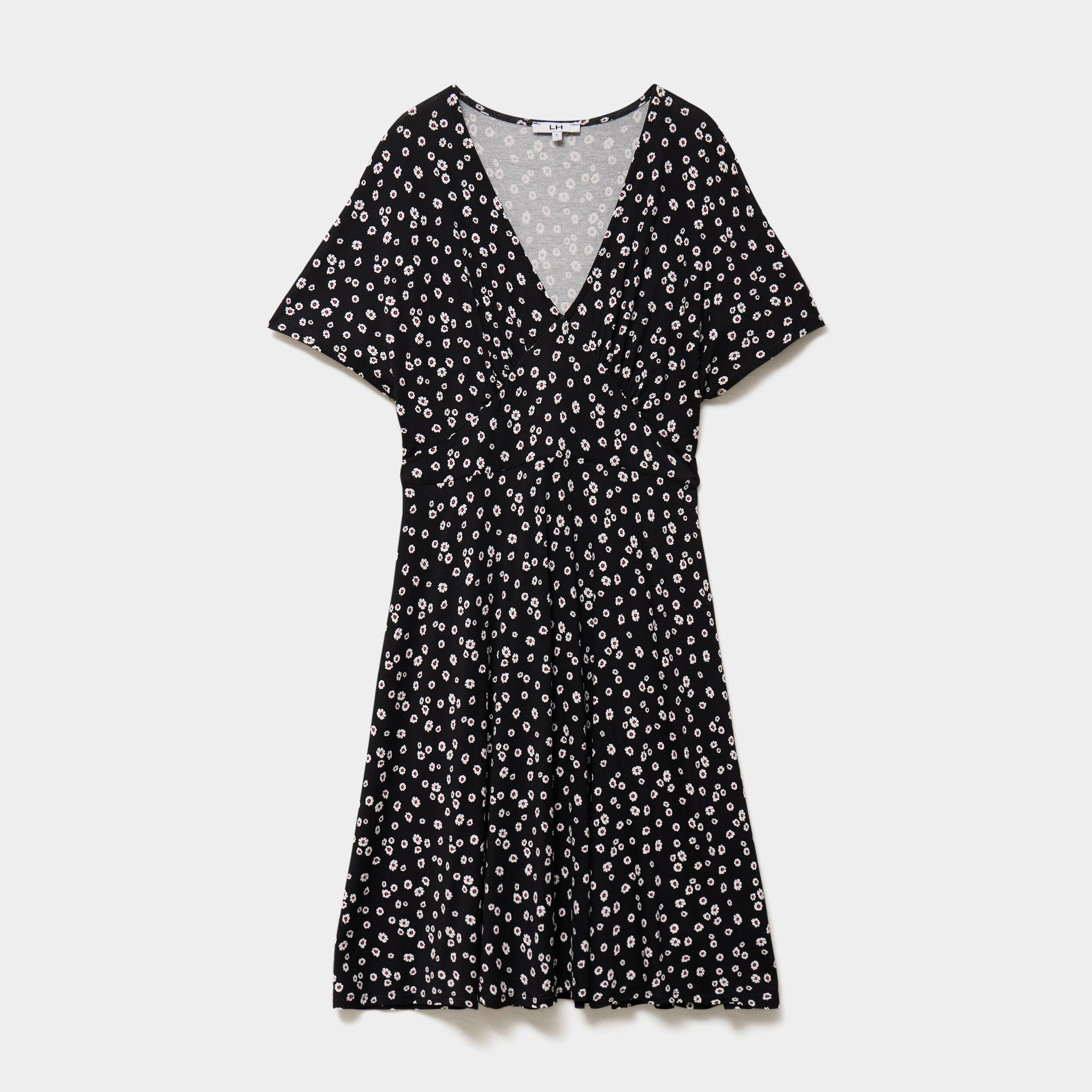 Robe fluide en maille longueur genou noir femme