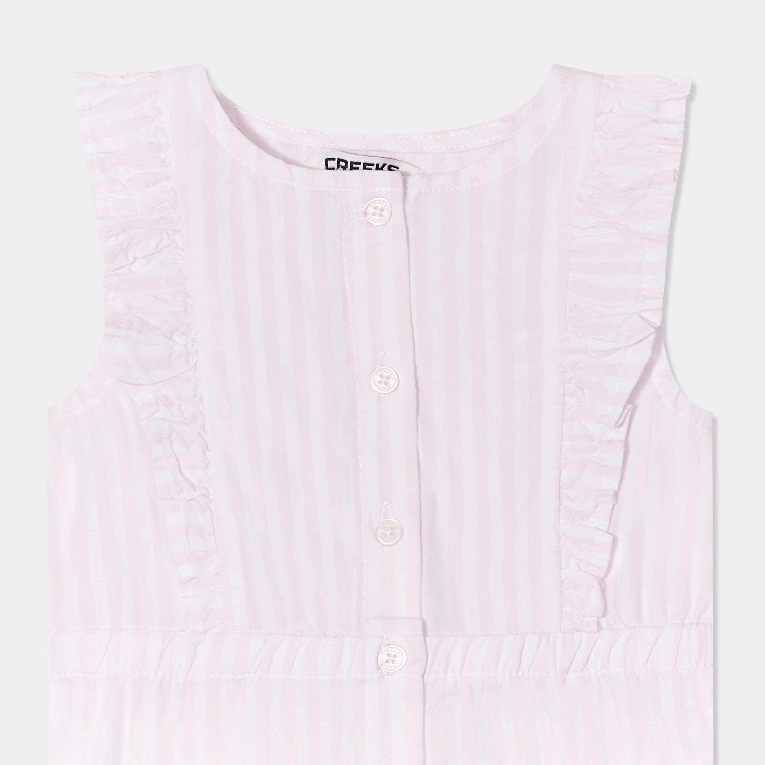 Combishort manches volants coton rose clair bébé fille