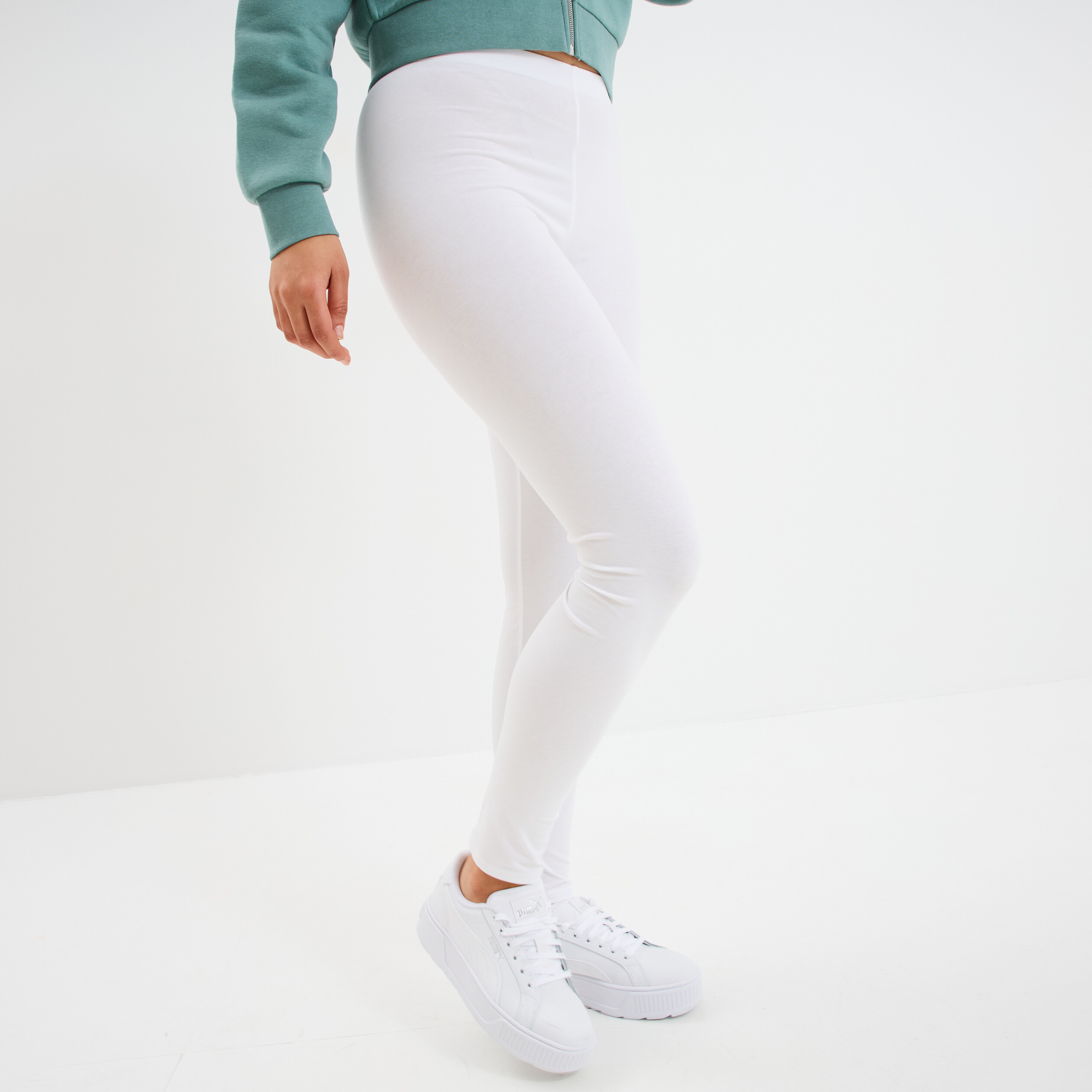 Legging taille haute blanc femme