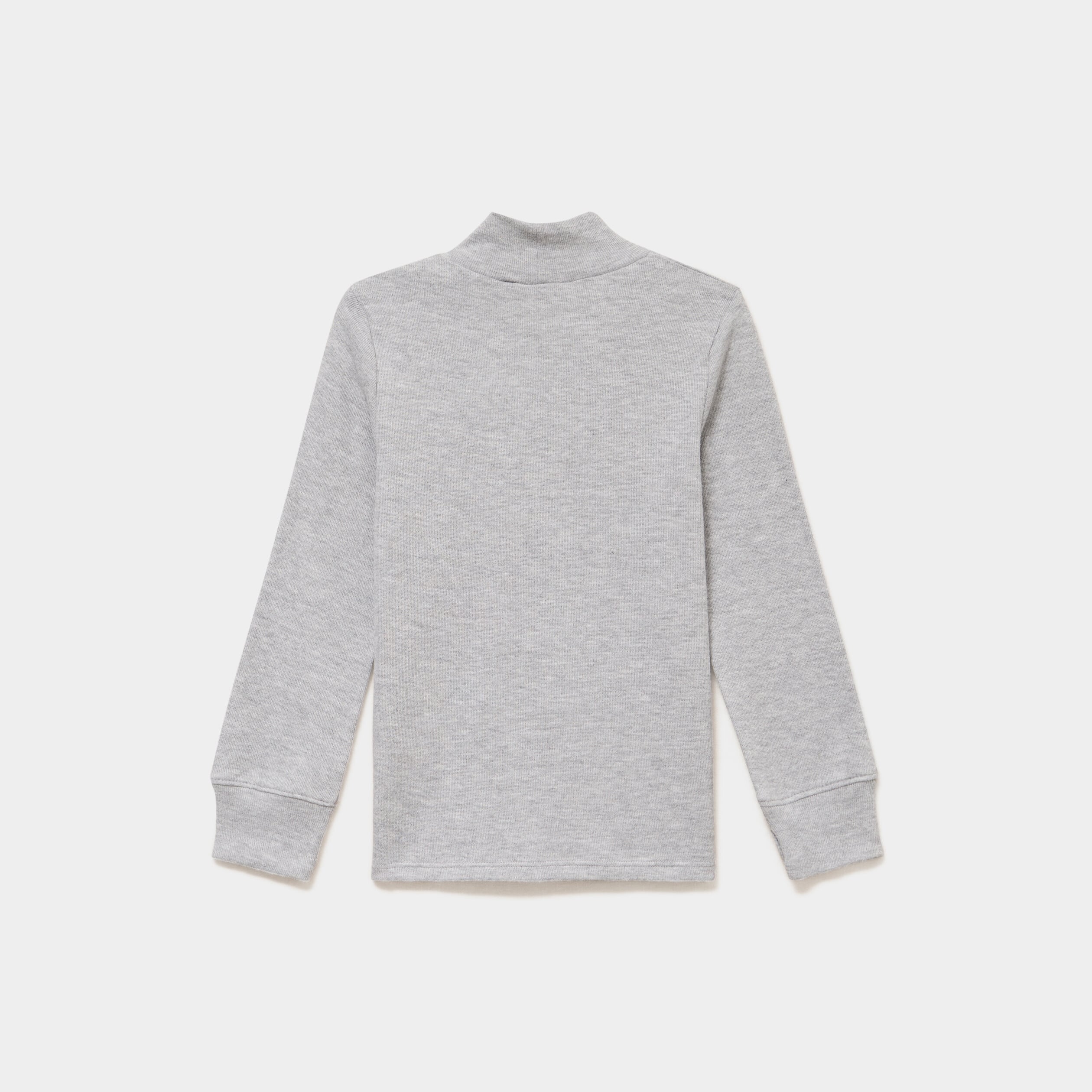 T-shirt col montant manches longues gris clair gar&ccedil;on