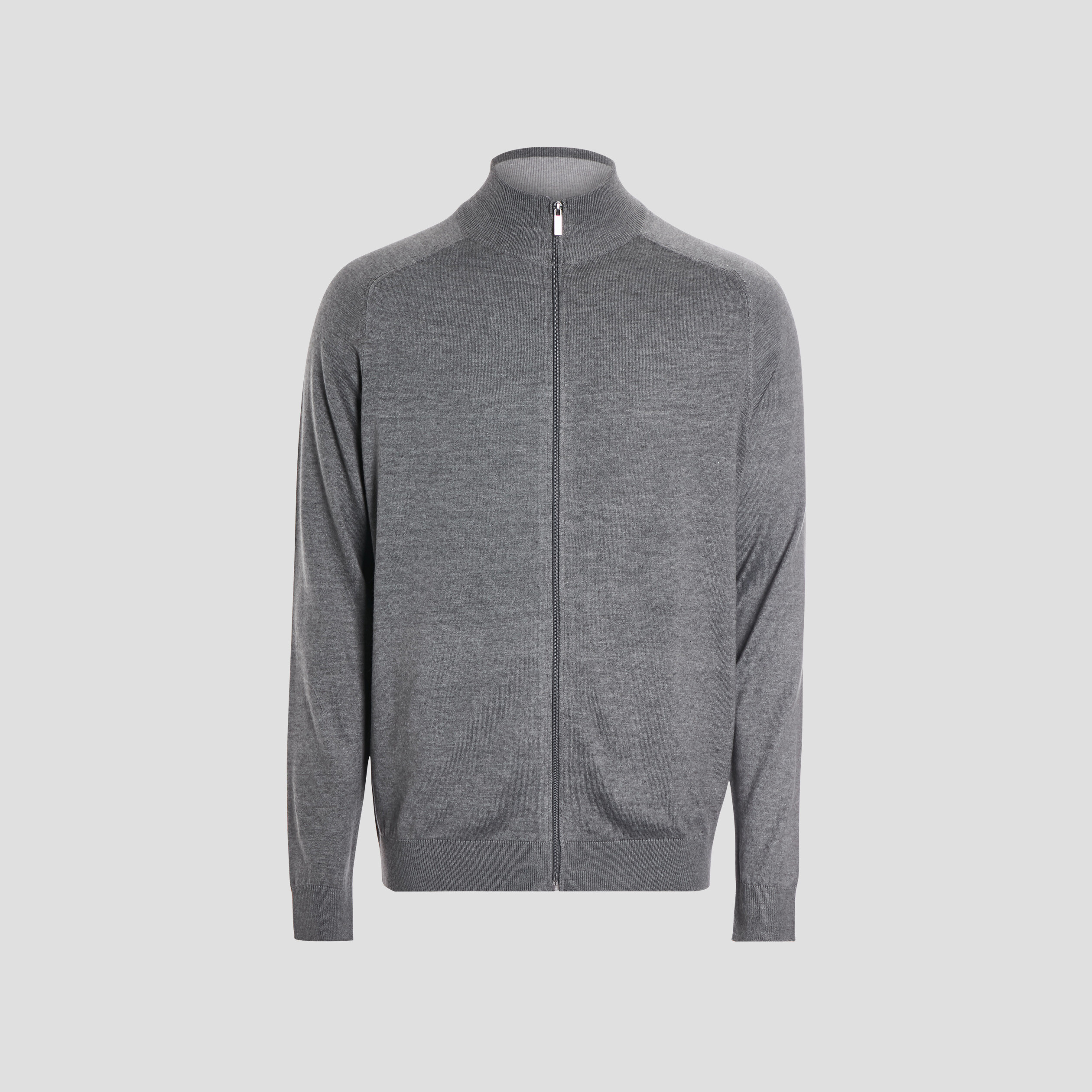 gilet manches longues zippe col montant gris fonce homme Gilet manches longues zippé col montant gris foncé homme